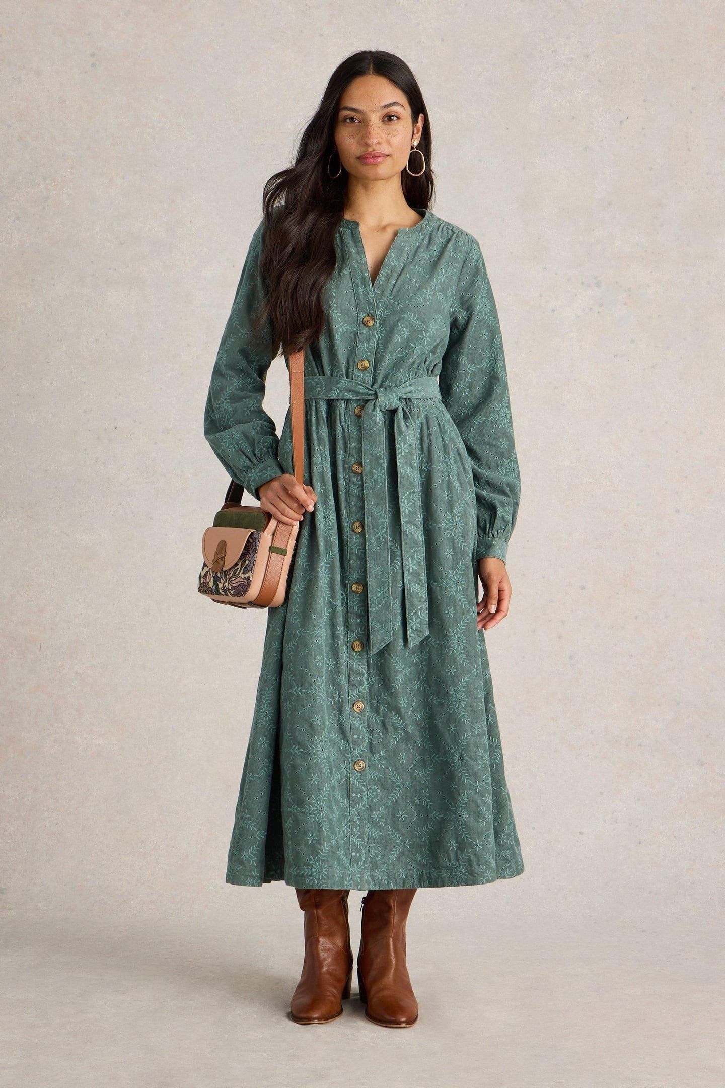 FLORENCE CORD DRESS DUSTY GREEN 2