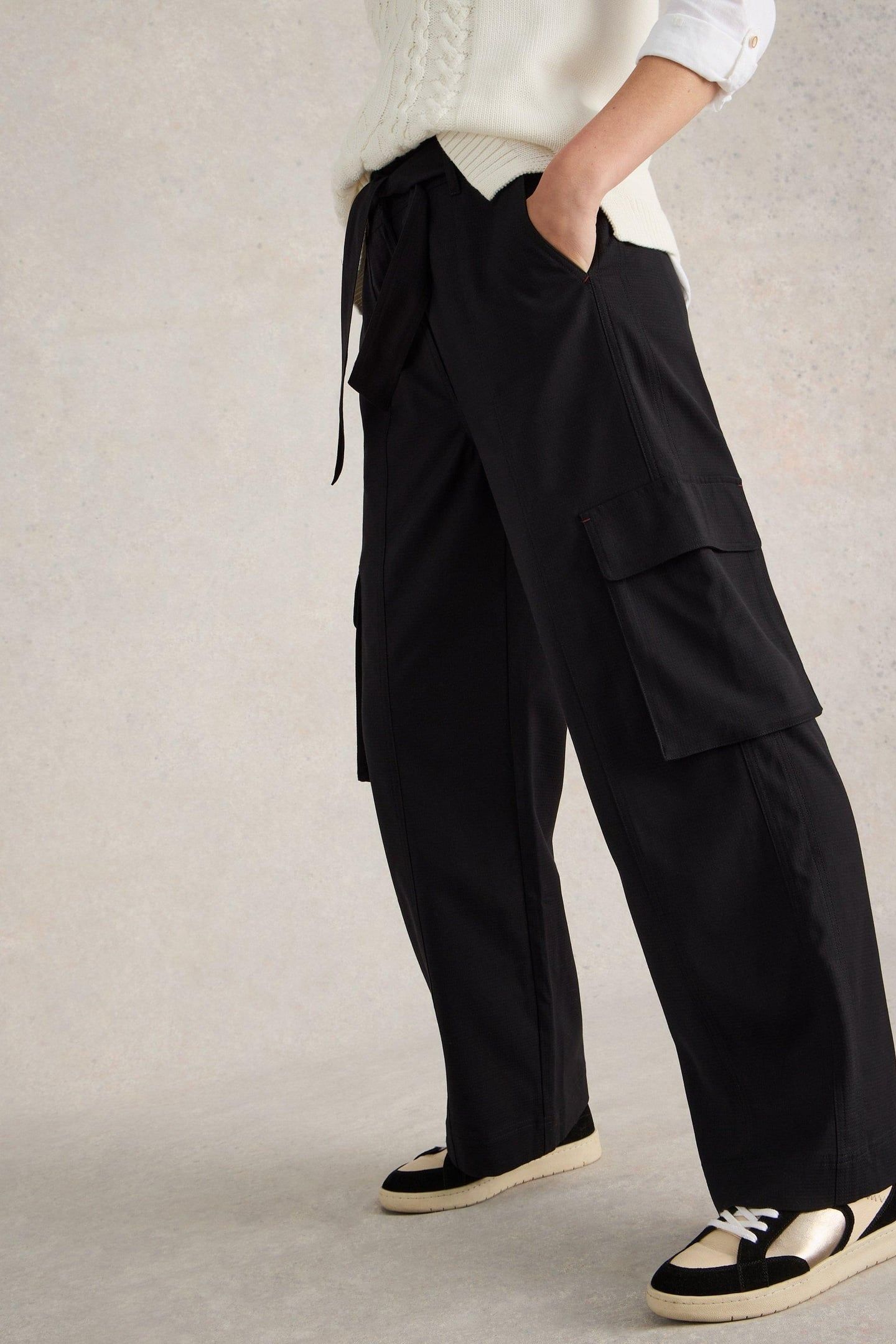 FERN WIDE LEG CARGO TROUSER PURE BLACK 7