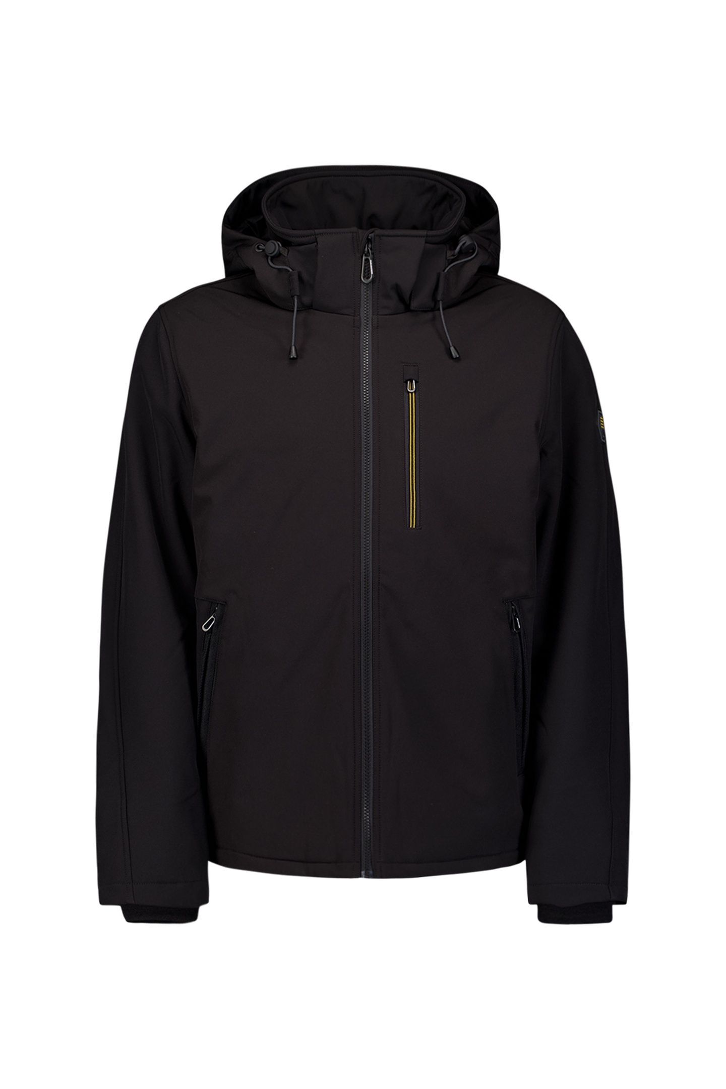 JACKET SHORT FIT HOODED SOFTSHELL STRETCH BLACK 4