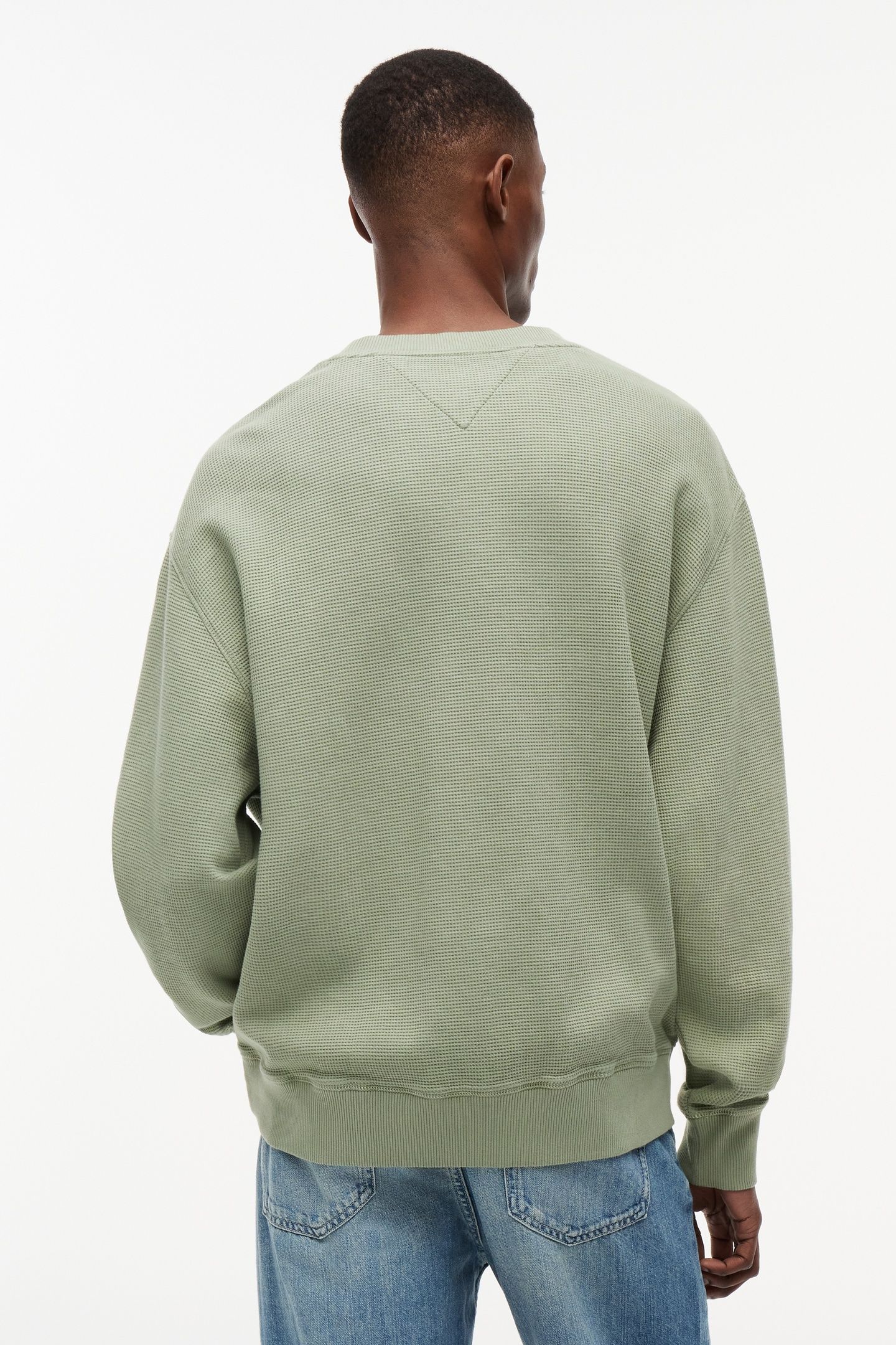 RELAXED WASHED WAFFLE KNIT SPRING OLIVE 2