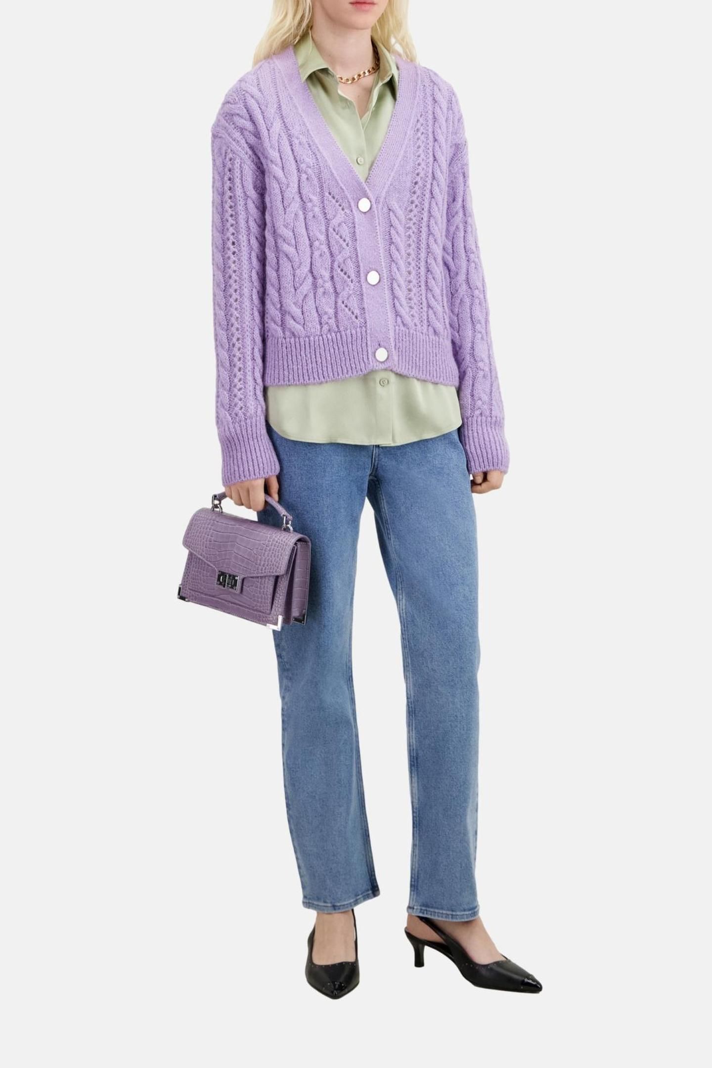 TWISTED BUTTON CARDIGAN VIOLET 1