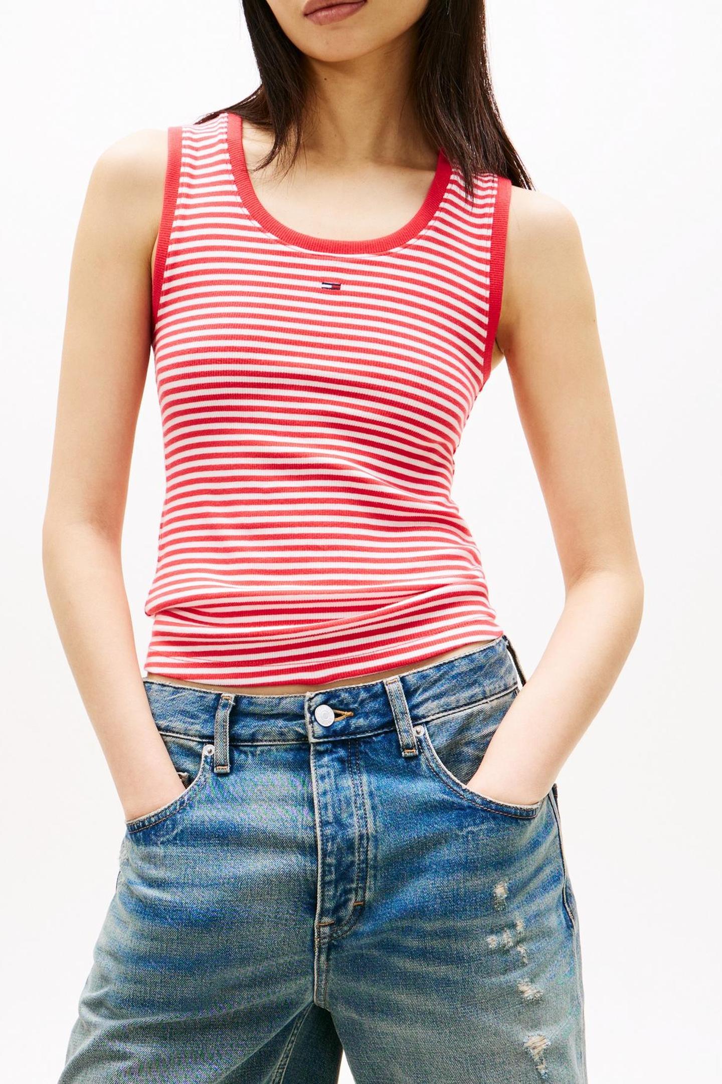 ESSENTIAL RIB TANK RED ALERT/STRIPE 1