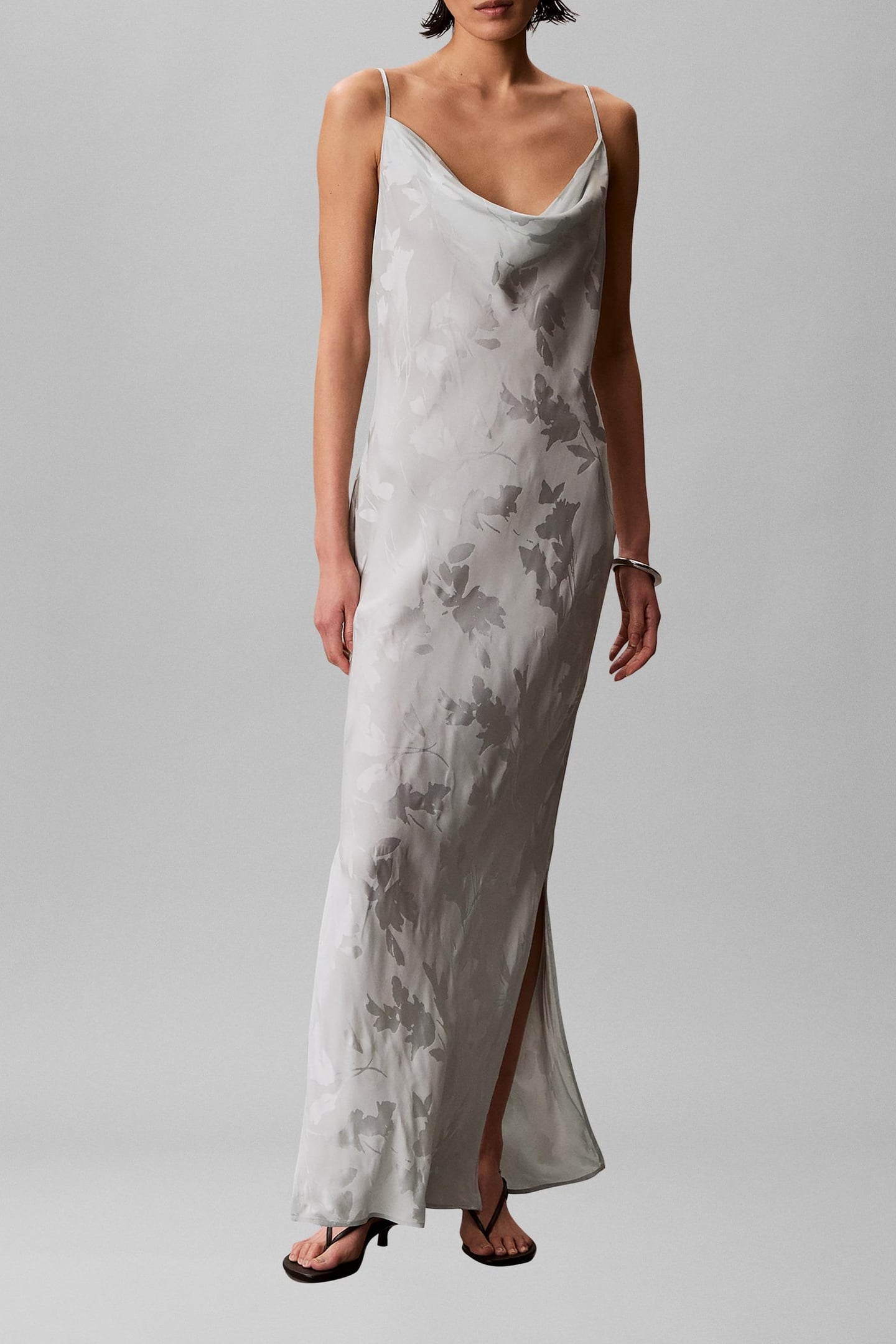 VISCOSE JACQUARD MAXI DRESS PALE MEADOW JACQUARD FLORAL CUTT 1