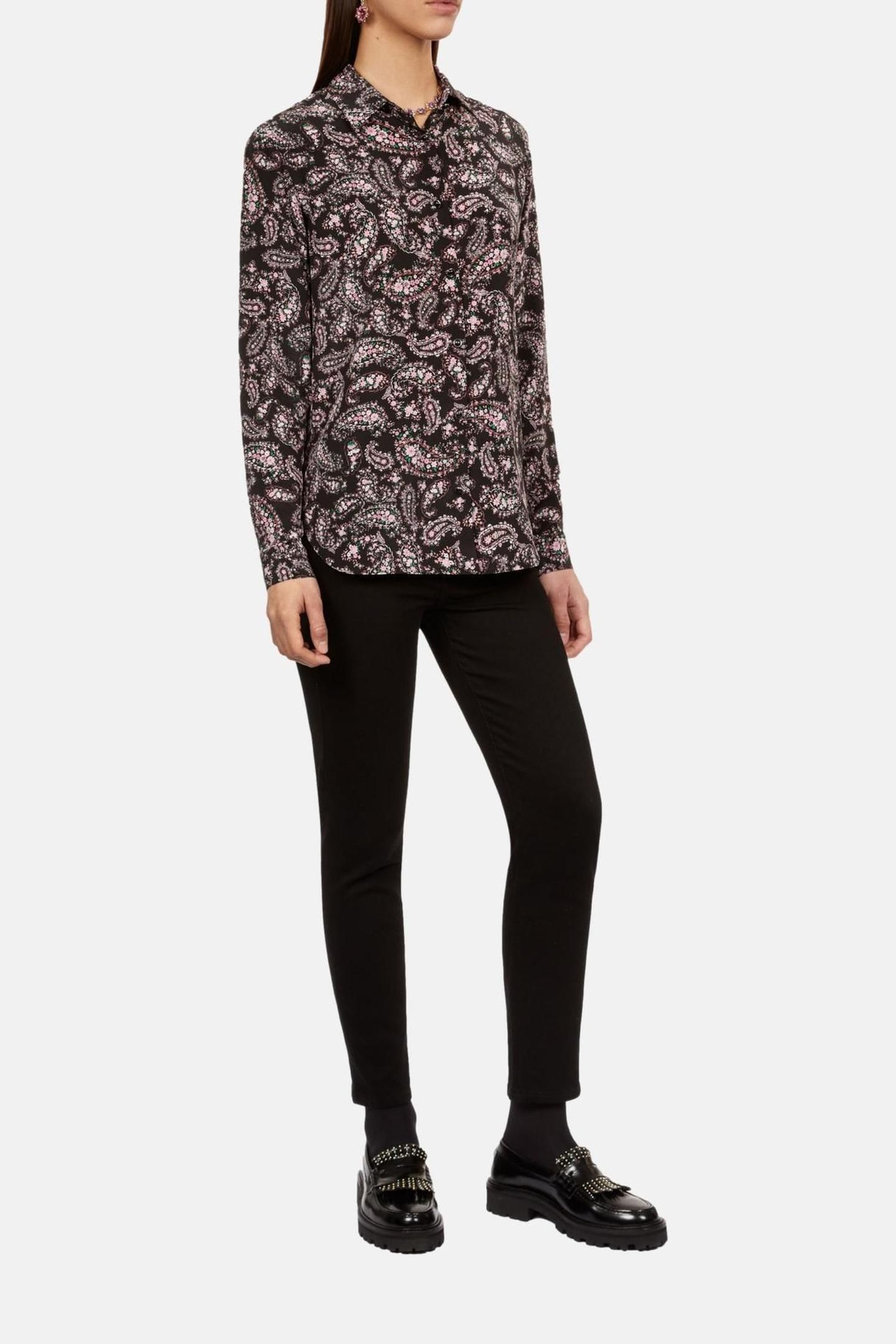 LONG-SLEEVED SILK SHIRT BLACK/PINK 3