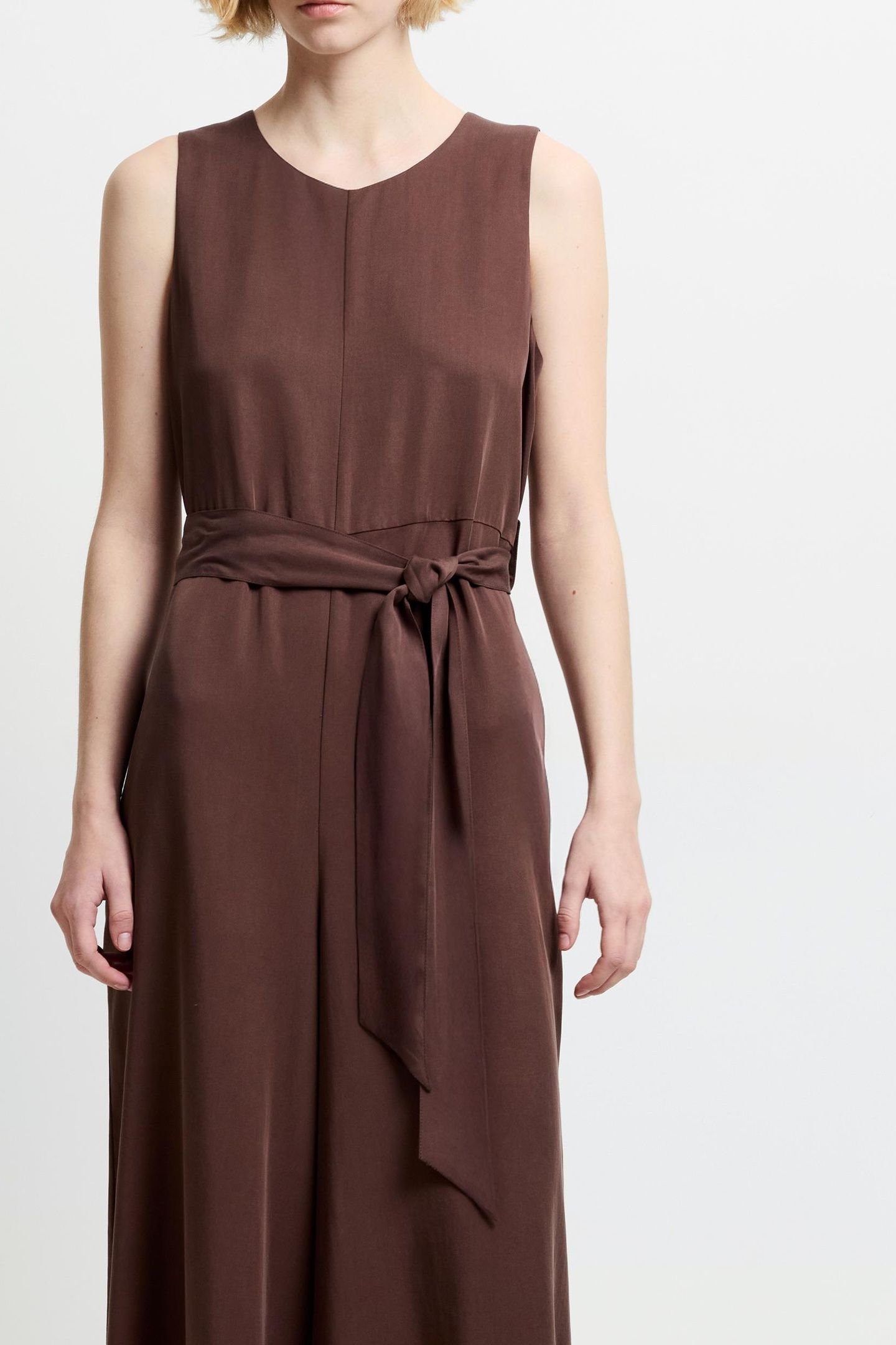 DRAPE JUMPSUIT CHOCOLATE BROWN 2