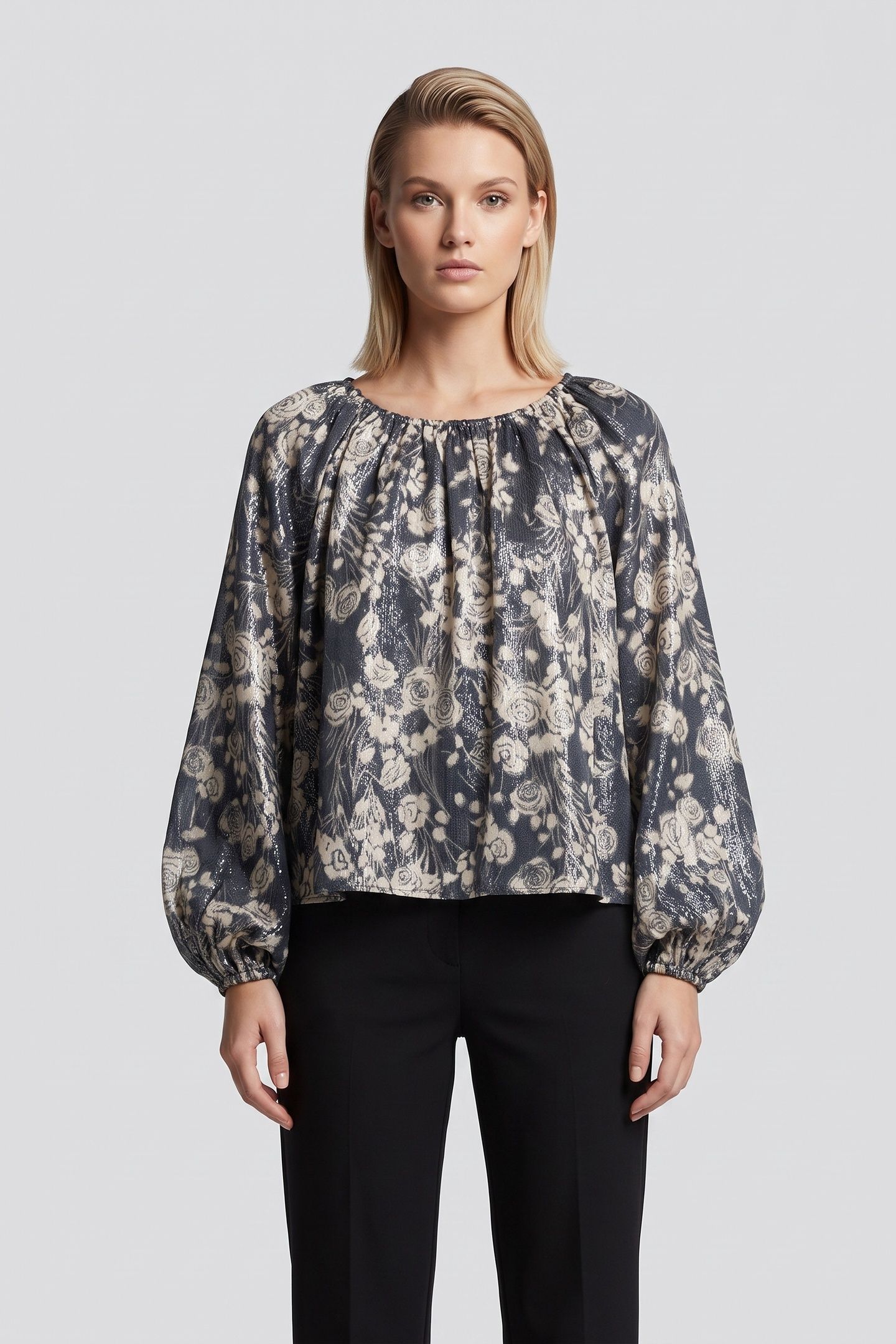 HEBE AOP METALLIC LUREX BLUE 1