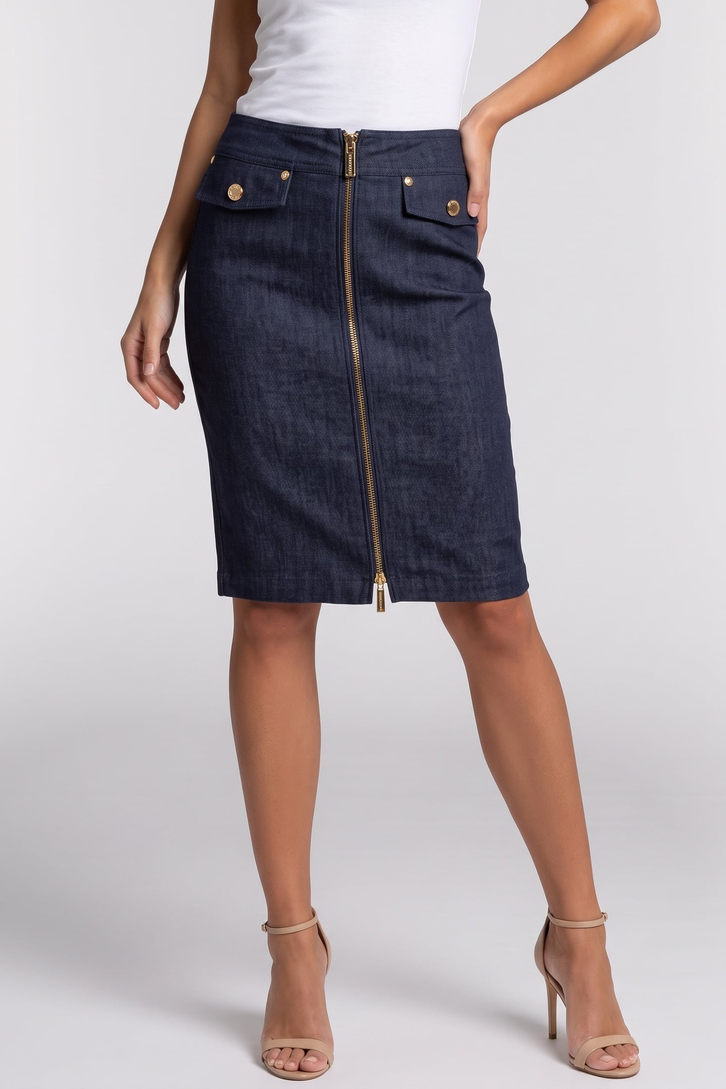 ZIPPED PENCIL MIDI S DARK WASH 1