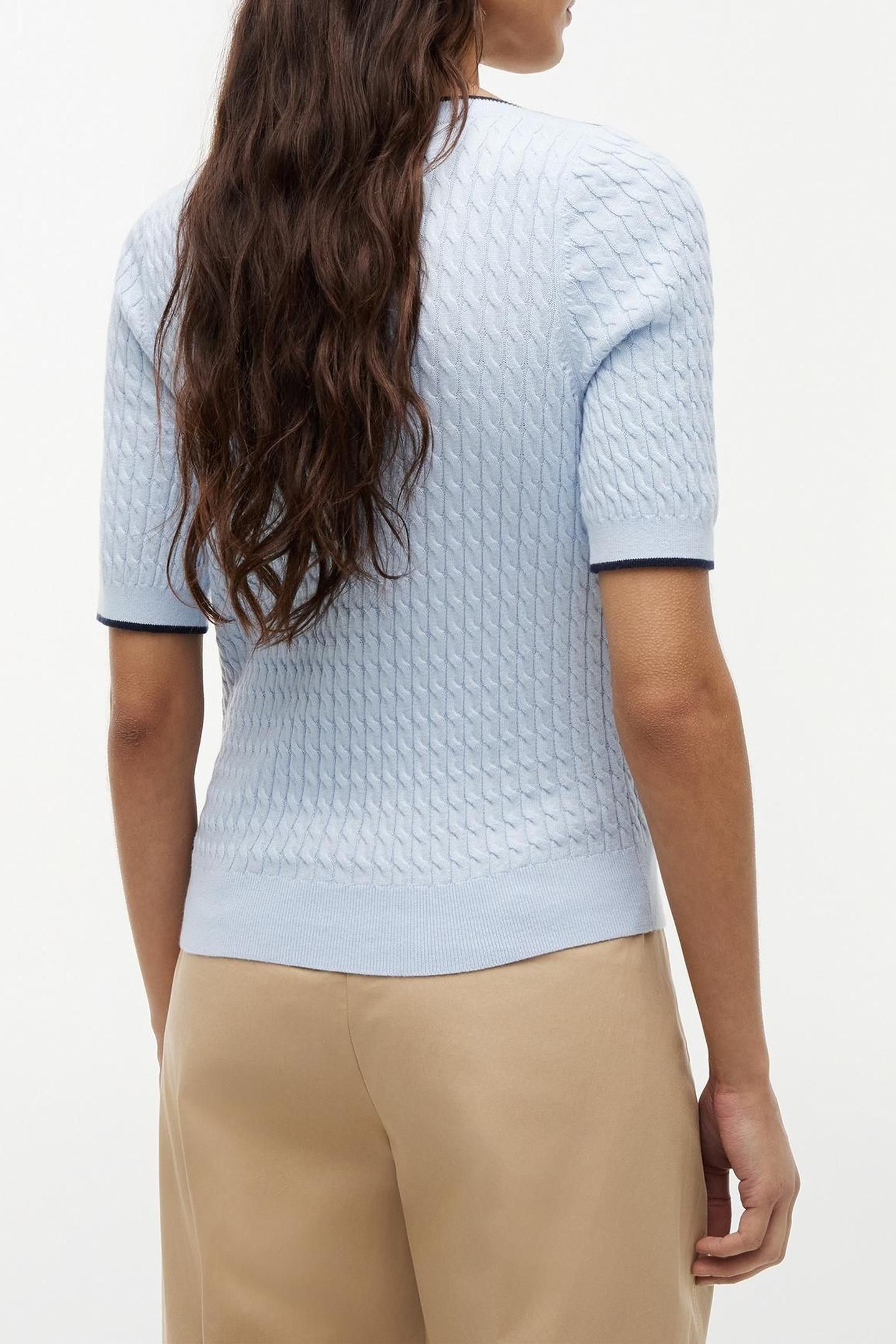 FINE CABLE BOAT NECK TOP BREEZY BLUE 2