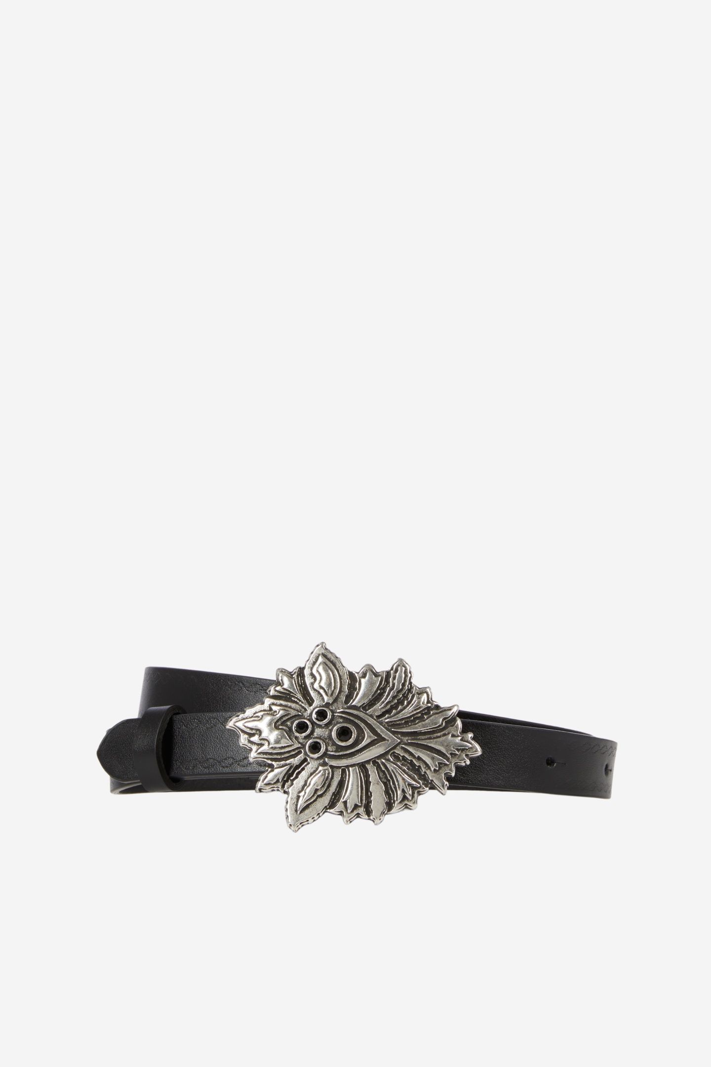 LEATHER BELT WITH BLACK RHINESTONE BUCKLE BLACK 2