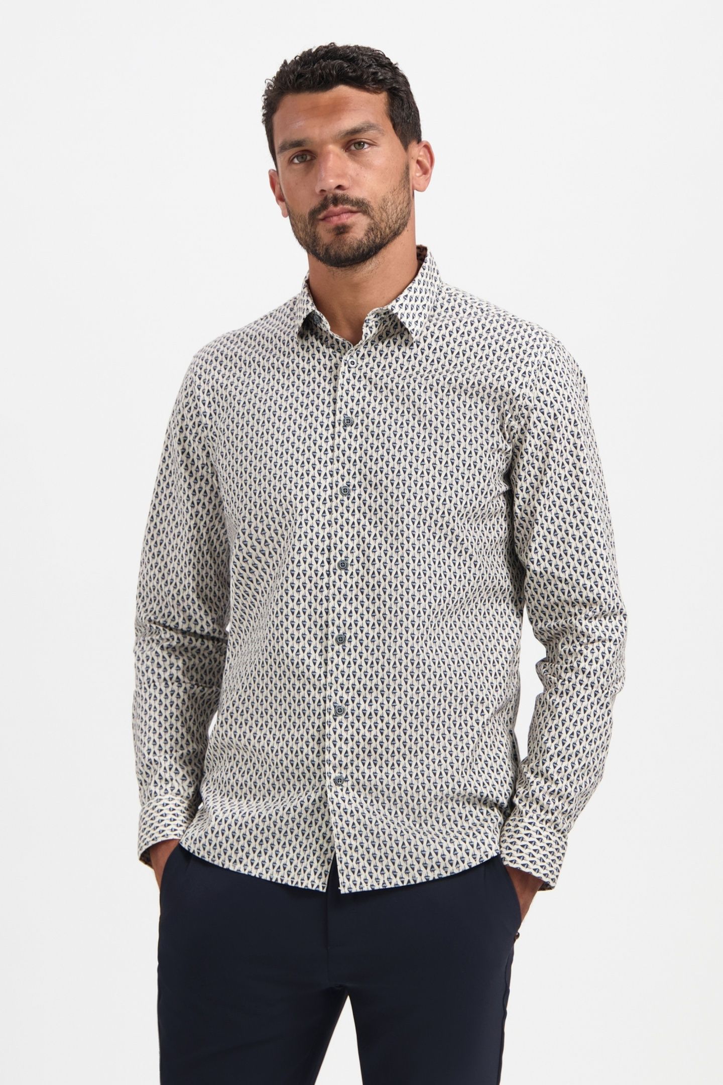 SHIRT STRETCH ALLOVER PRINTED WHITE 1