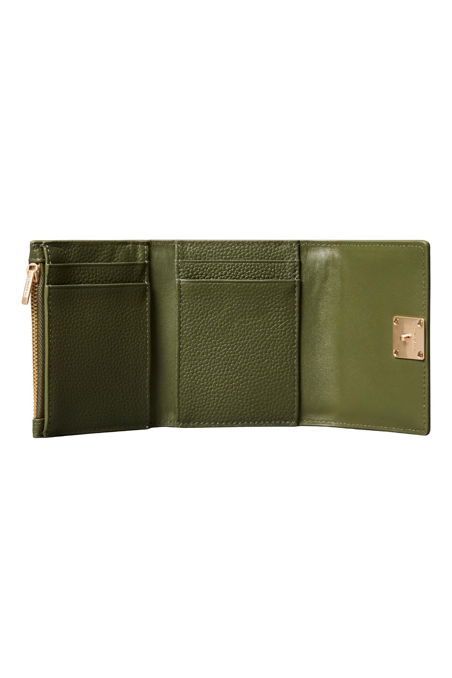 EMBLEM HARDWARE PEBBLE TRIFOLD WALLET CYPRESS 3