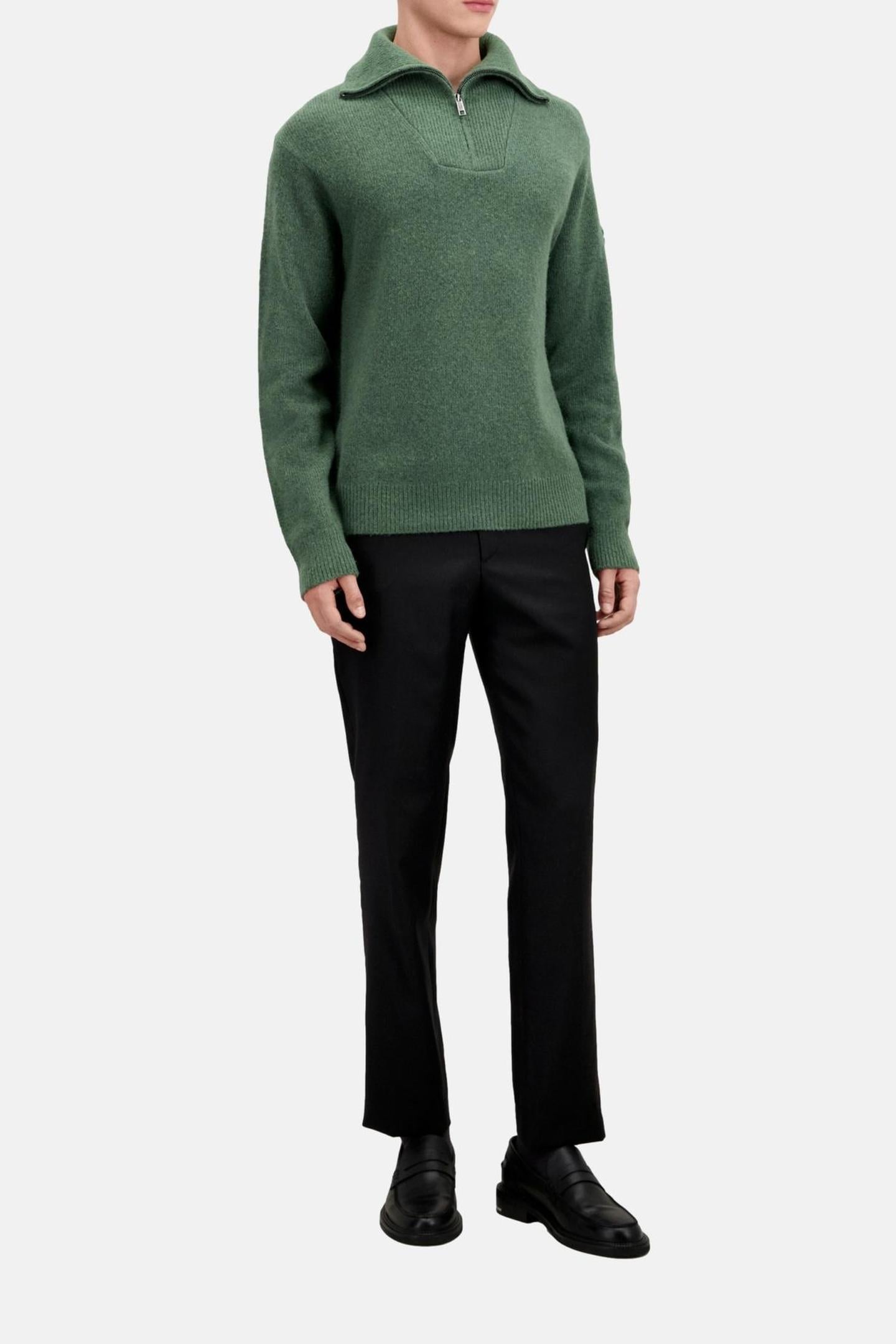 TRUCKER COLLAR SWEATER FOREST 1