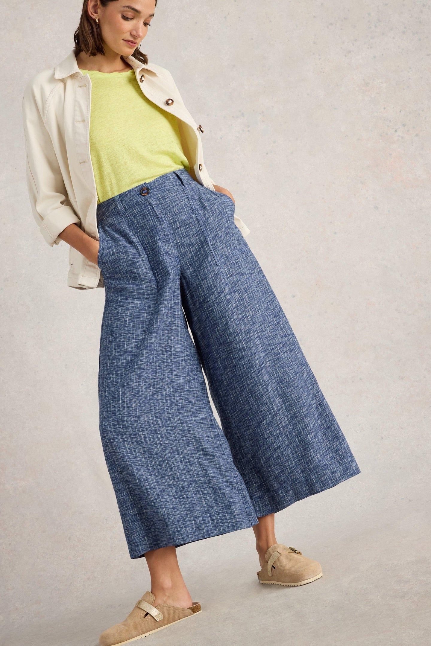 ROXY LINEN BLEND CULOTTE BLUE MULTI 2