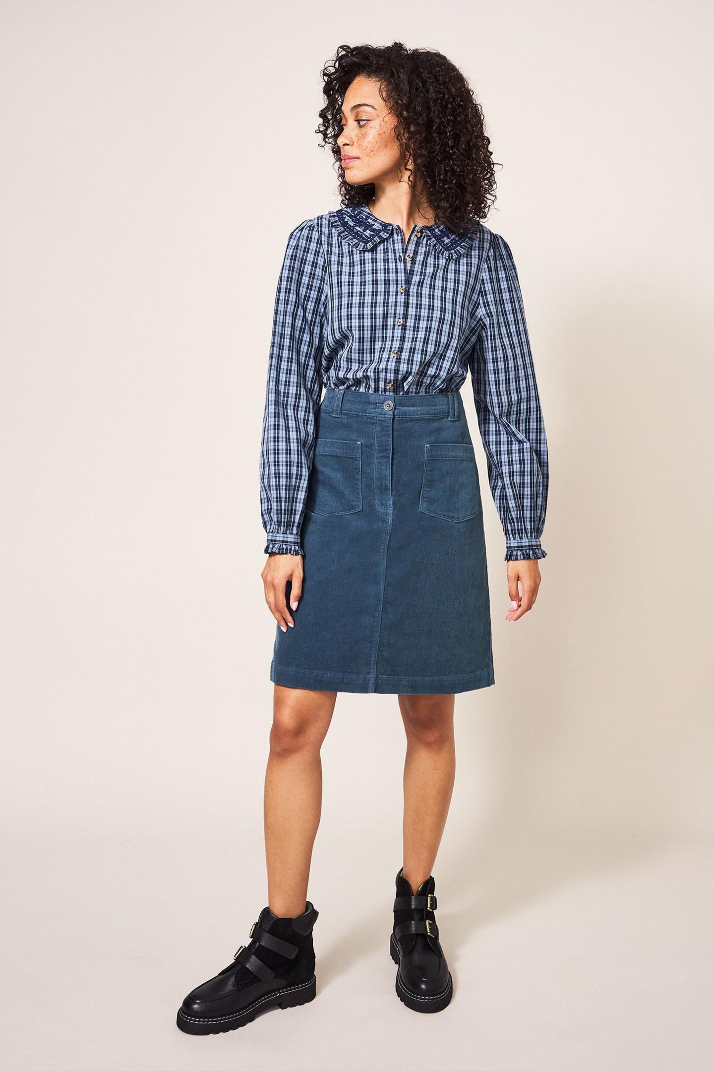 MELODY  CORD SKIRT  BLUE 2