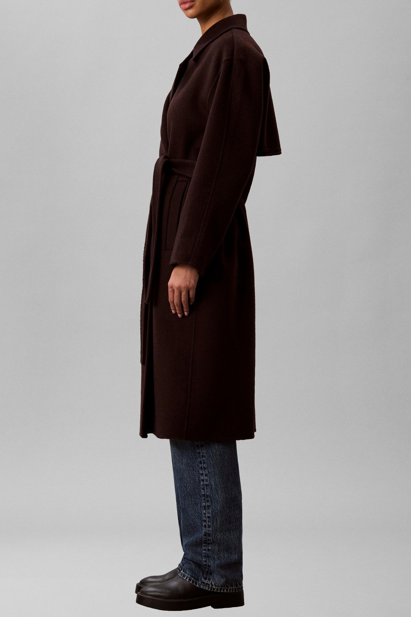 CLASSIC DOUBLE-FACE WOOL WRAP COAT DARK BROWN 2