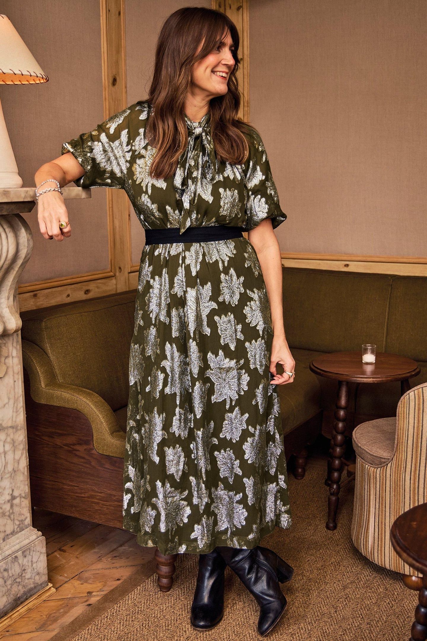 PHOEBE JACQUARD MAXI DRESS GREEN MULTI 8