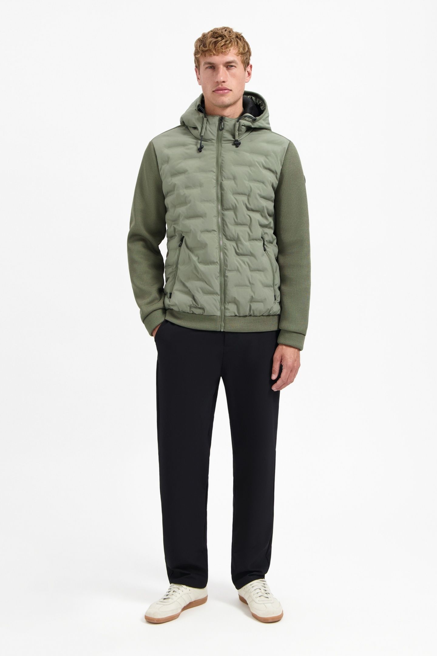 JACKET SHORT FIT SEALED HOODED KNITTED MIX STEEL 2