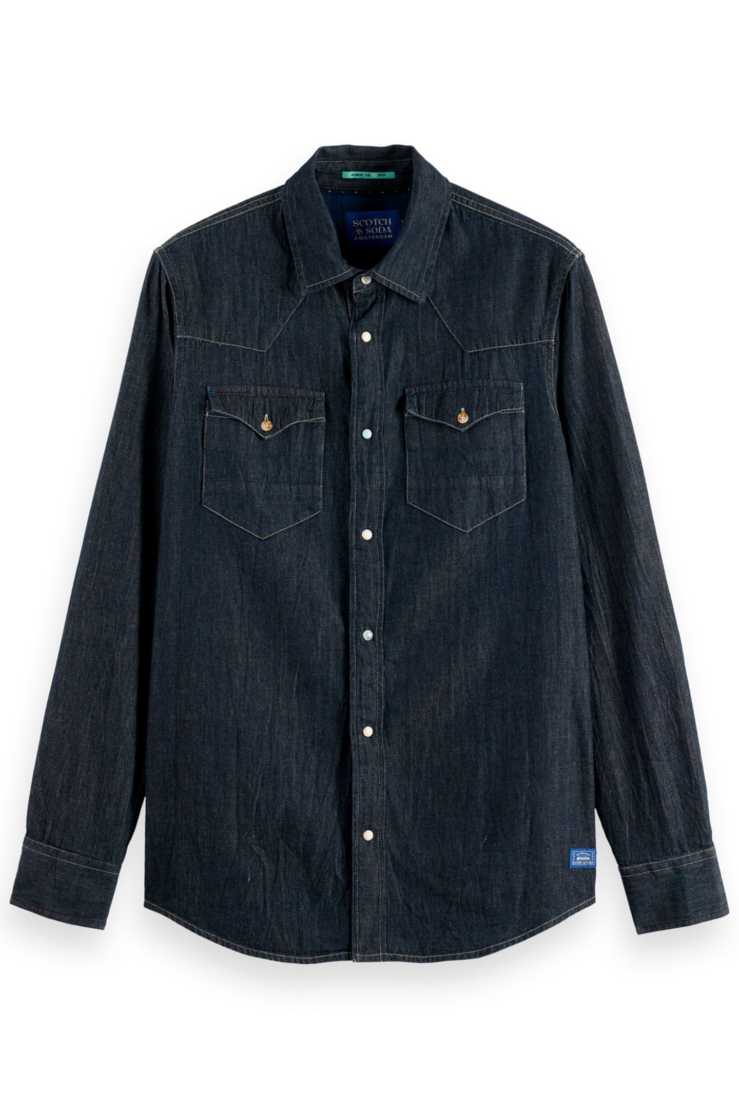 REGULAR FIT WESTERN SHIRT IN DARK DENIM — PAINT IT BLAUW 1