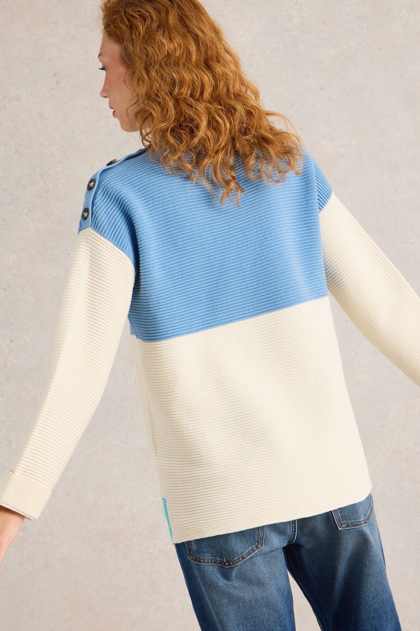 JANA BUTTON HIGH NECK BLUE MULTI 3