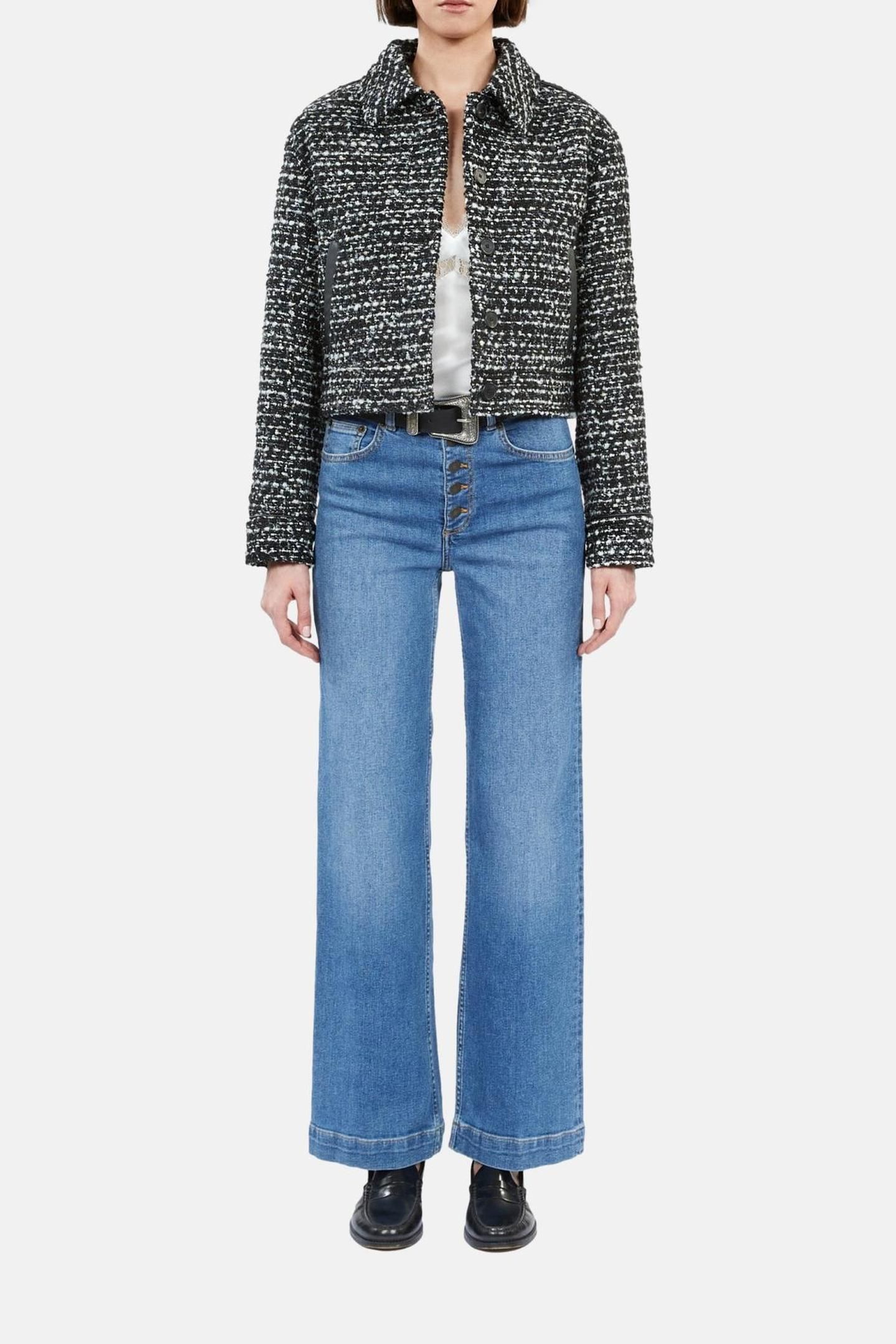 SHORT, LOOSE-FITTING JACKET BLACK WHITE 2