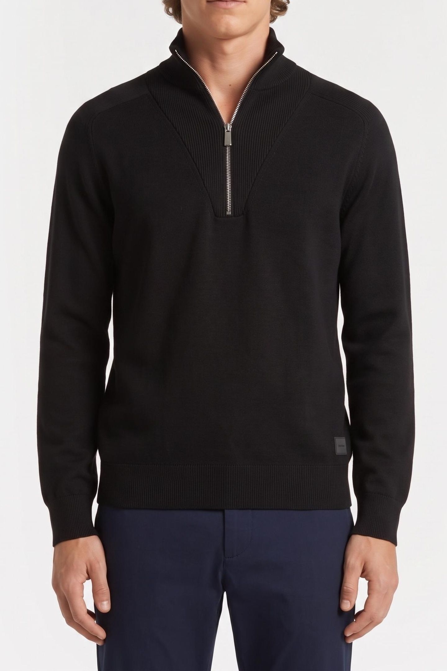 LS TECH KNIT QUARTER-ZIP SWEATER BLACK 1