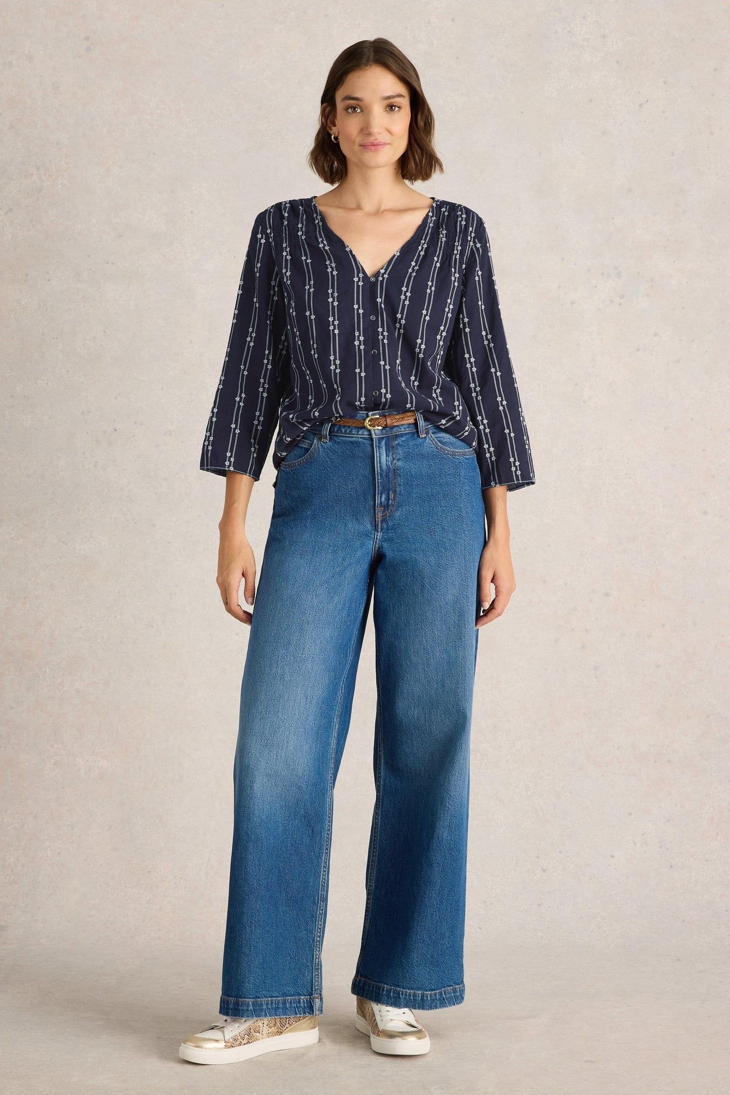 RAE ORGANIC COTTON TOP NAVY MULTI 1