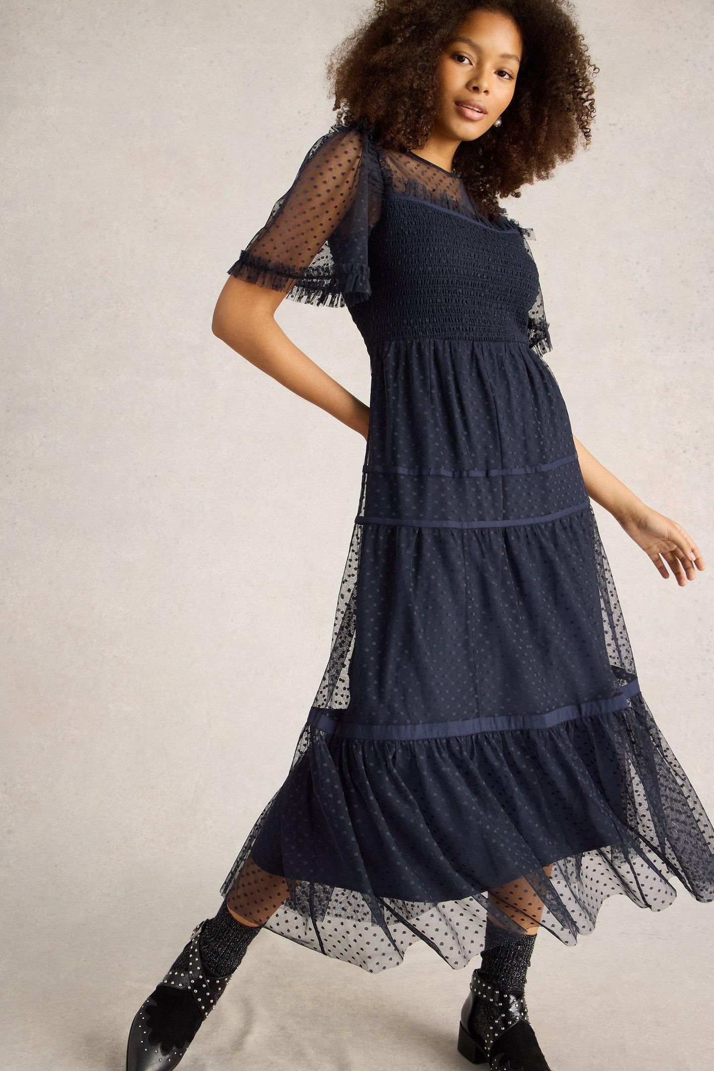 NOVA TULLE DRESS NAVY MULTI 2