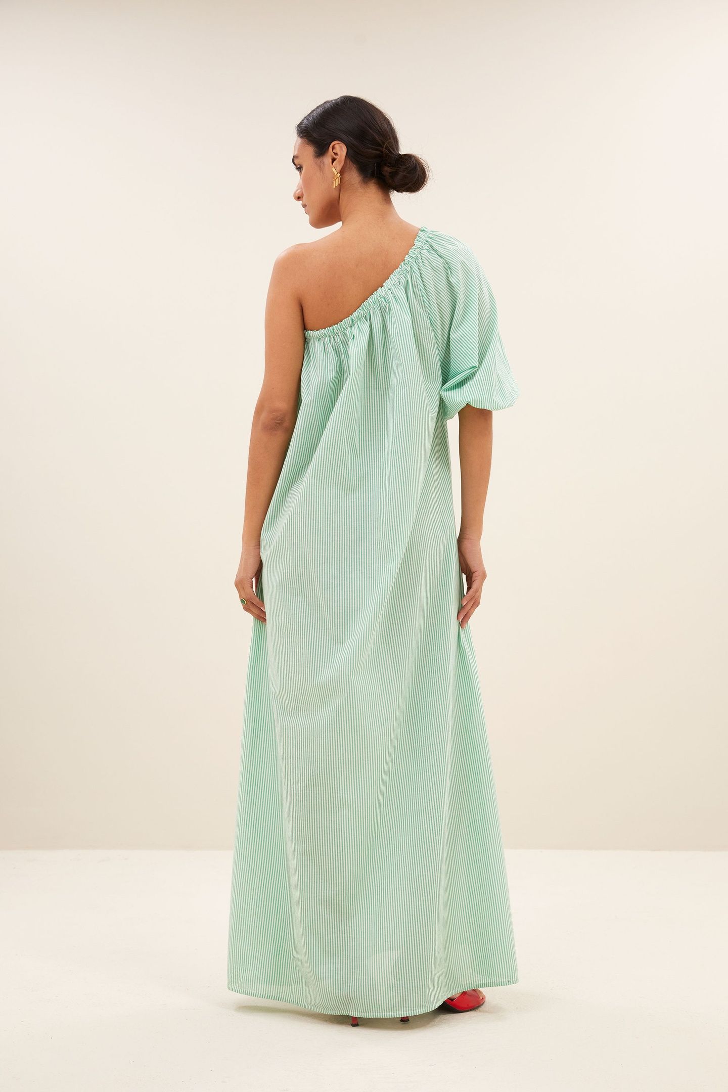STELLA DRESS GREEN PIN STRIPE 4