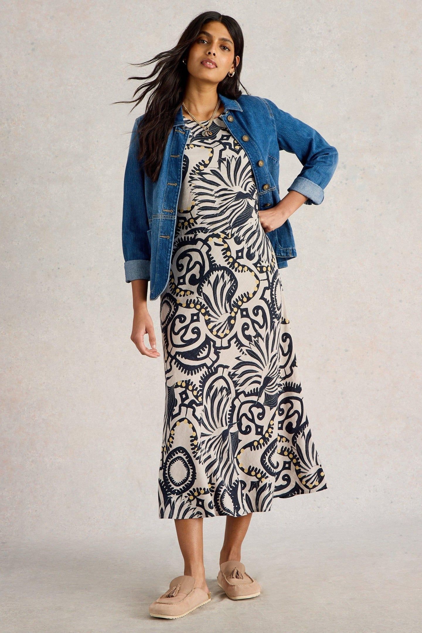 BECCA BIAS CUT DRESS NATURAL PRINT 1