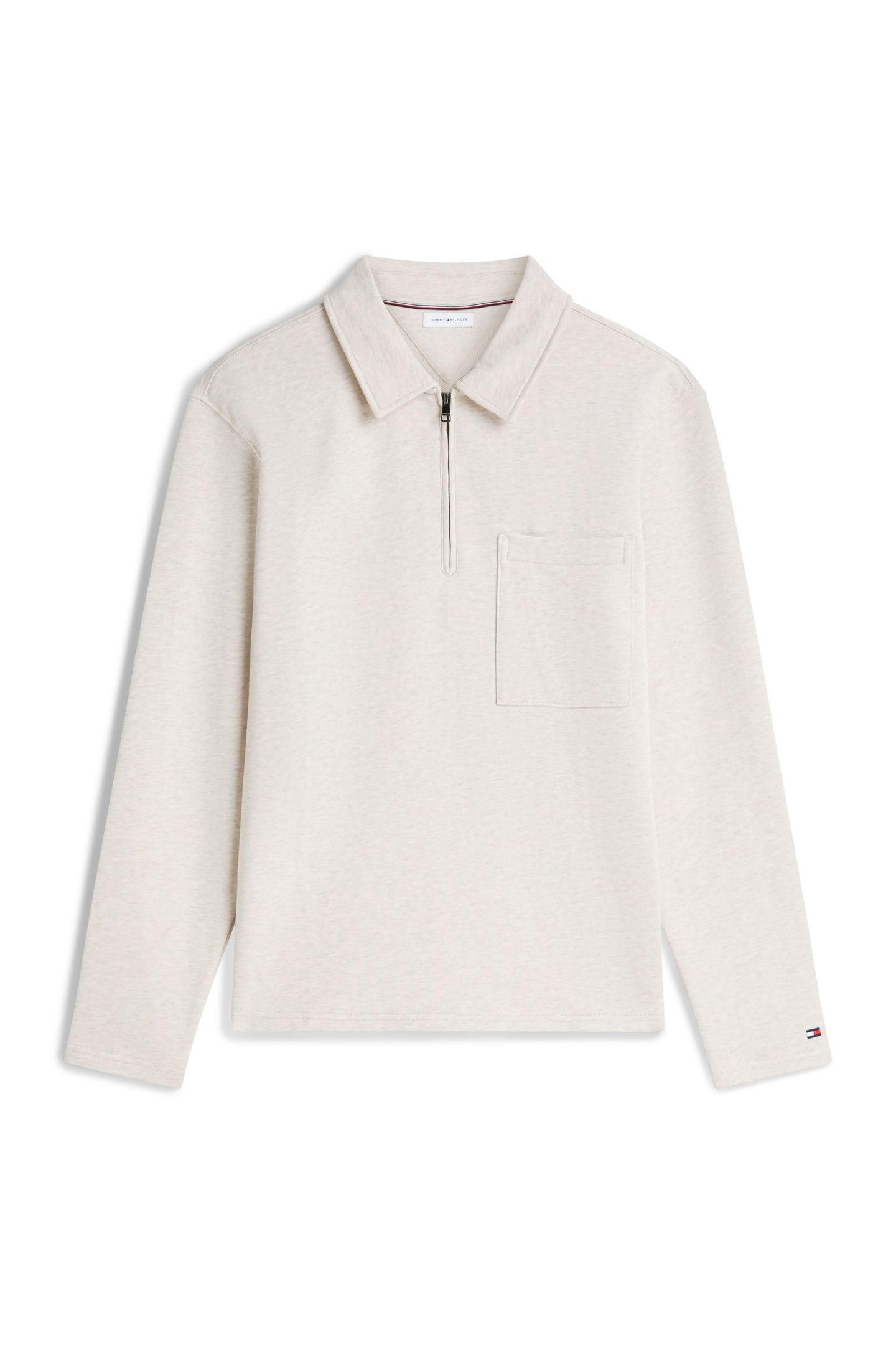 ESSENTIAL TERRY QUARTER-ZIP HEATHERED OATMILK 4