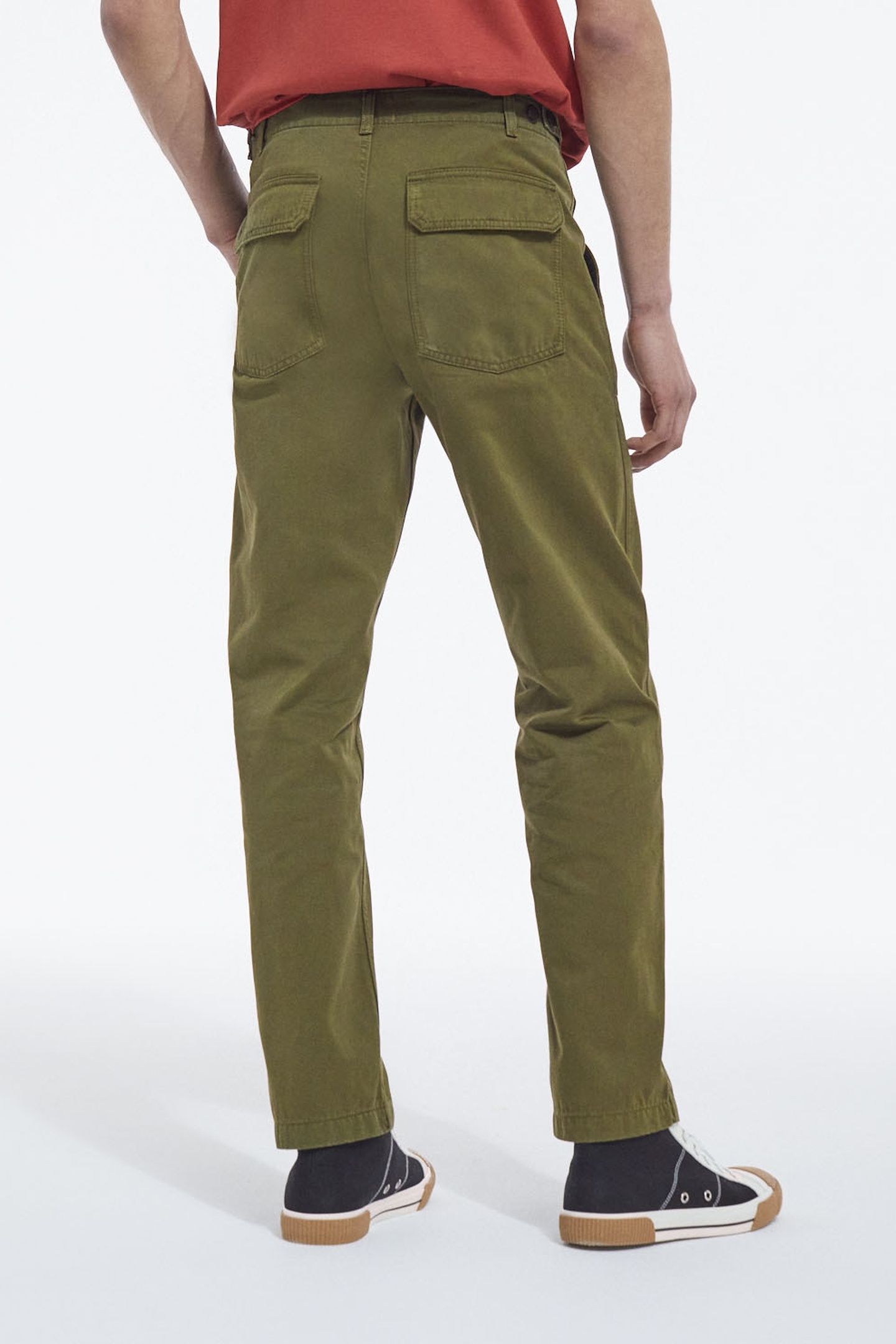 COTTON TROUSERS WITH PATCH POCKETS DARK KAKI 4