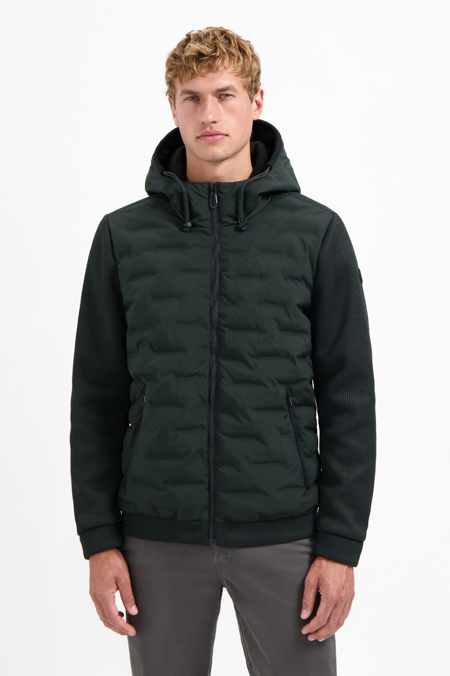 JACKET SHORT FIT SEALED HOODED KNITTED MIX DARK STEEL 3