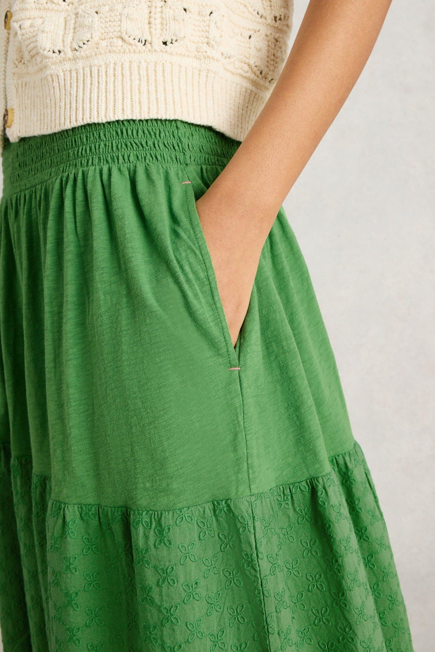 MARISSA BRODERIE MAXI SKIRT BRIGHT GREEN 4