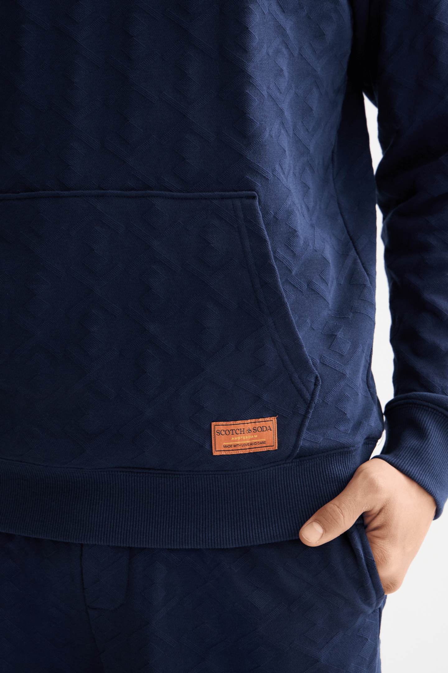JACQUARD TERRY HOODIE PEACOAT 4