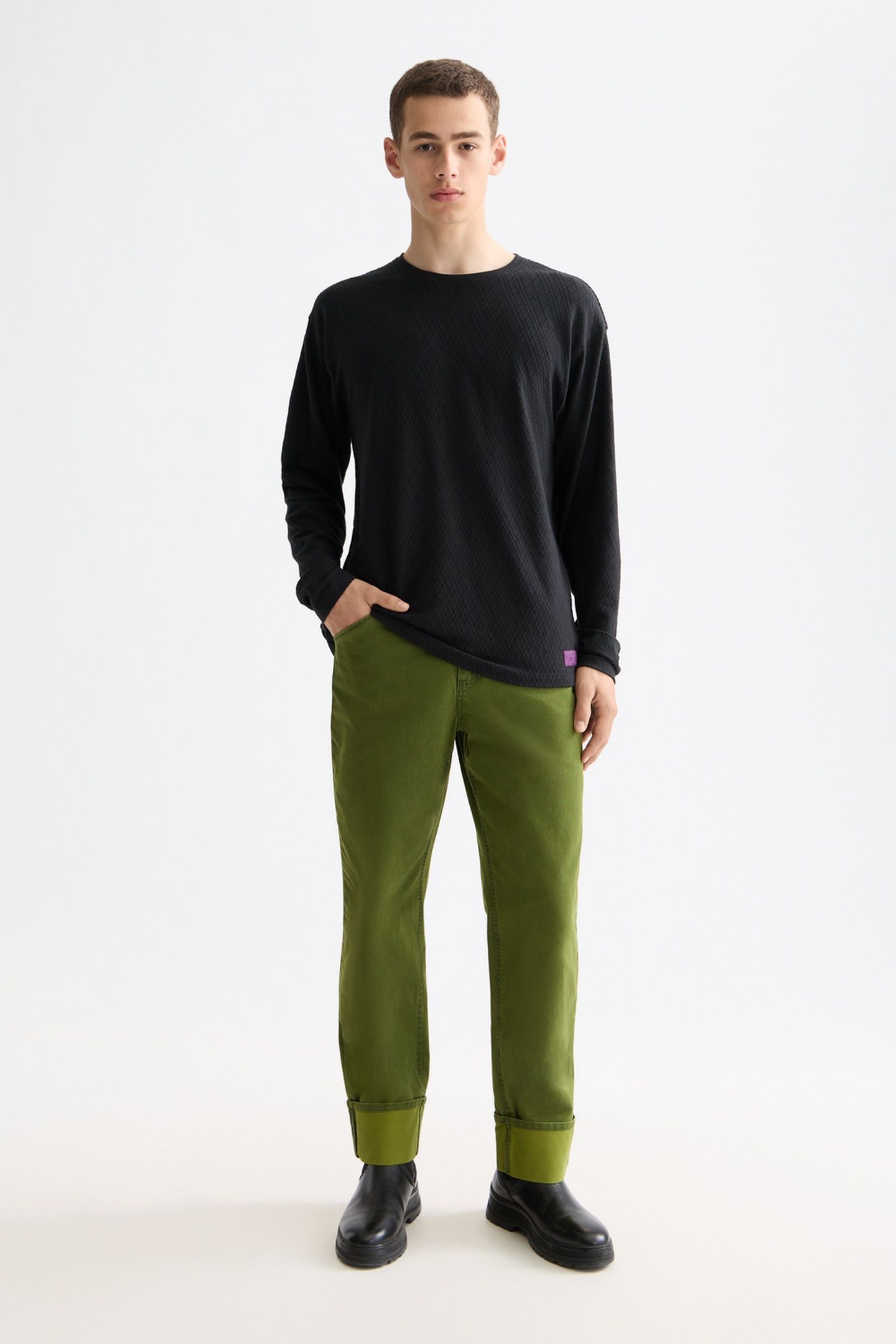 RELAXED FIT JACQUARD KNIT T-SHIRT ANTHRACITE 2