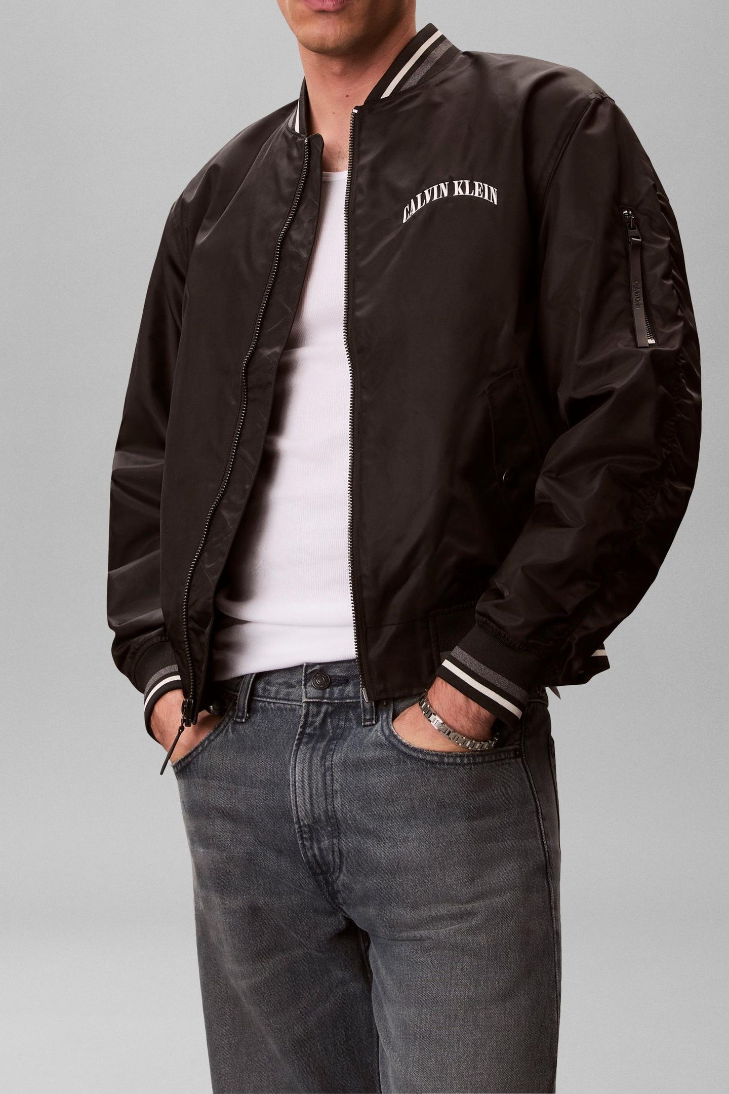 LONG SLEEVE UNFILLED NYLON TRACK JACKET BLACK 1