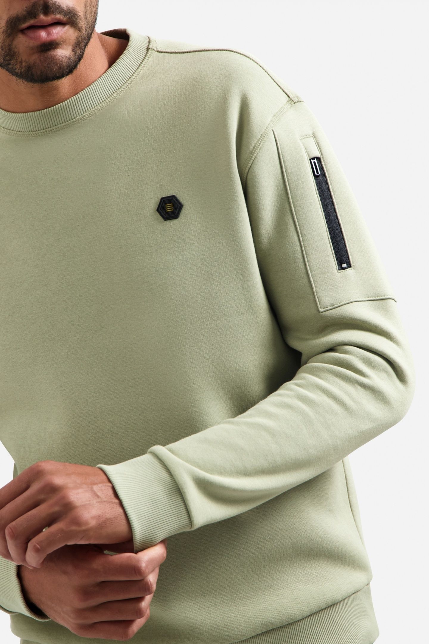 SWEATER CREWNECK BRUSHED INSIDE LIGHT MOSS 7