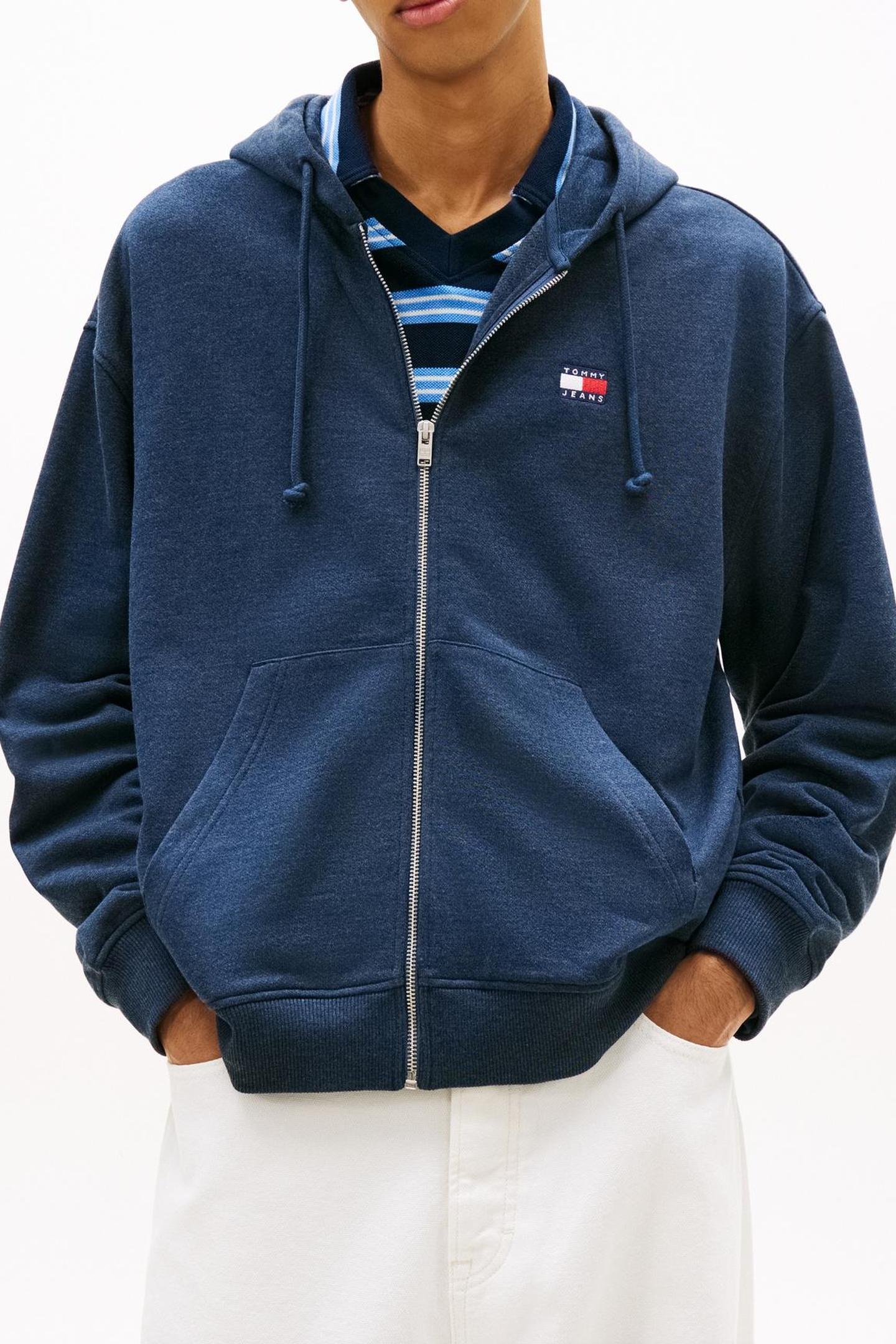 90S BADGE ZIP-THRU HOODIE DARK NIGHT NAVY 1