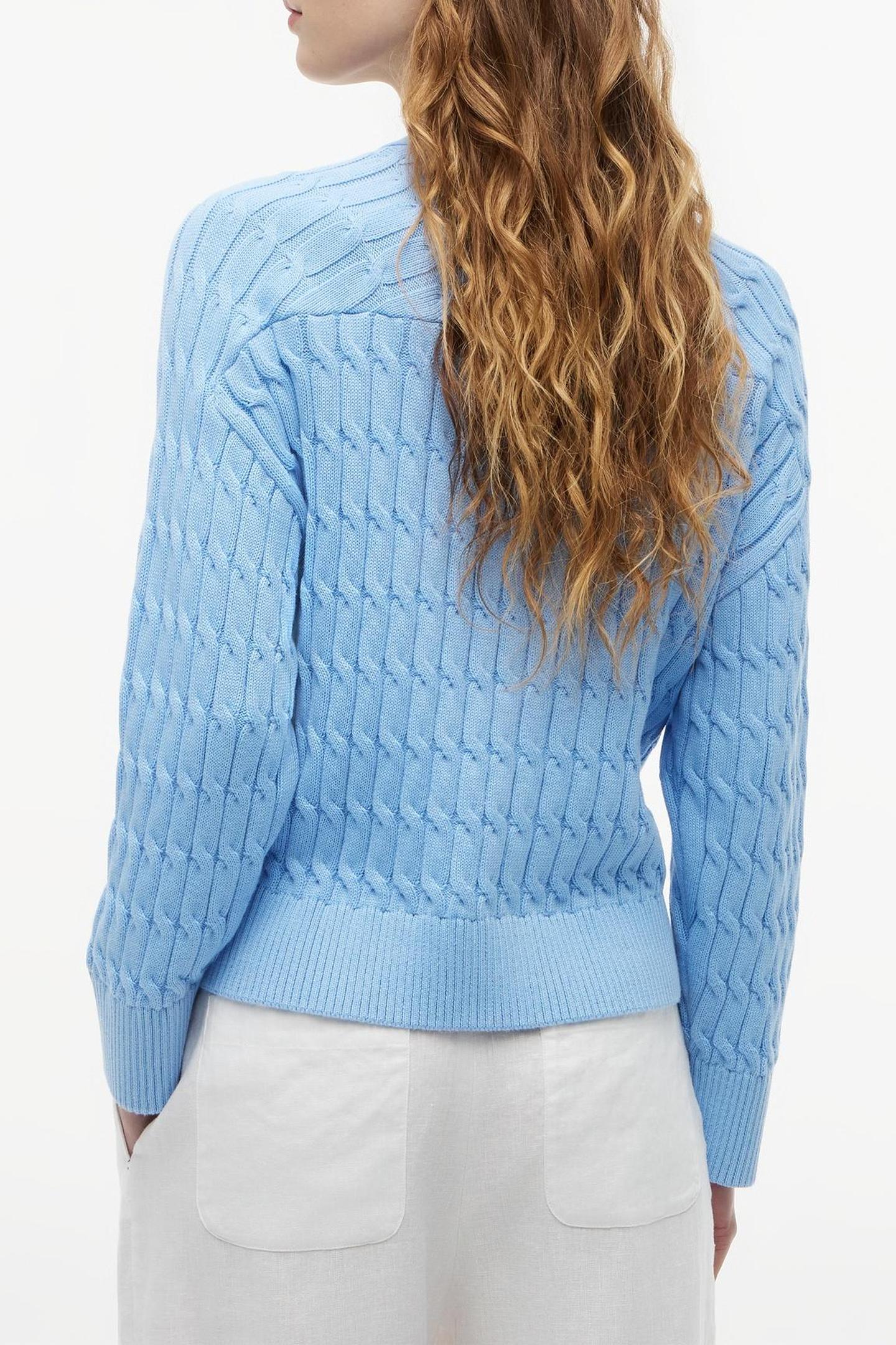 MID CABLE V-NECK LS VESSEL BLUE 2