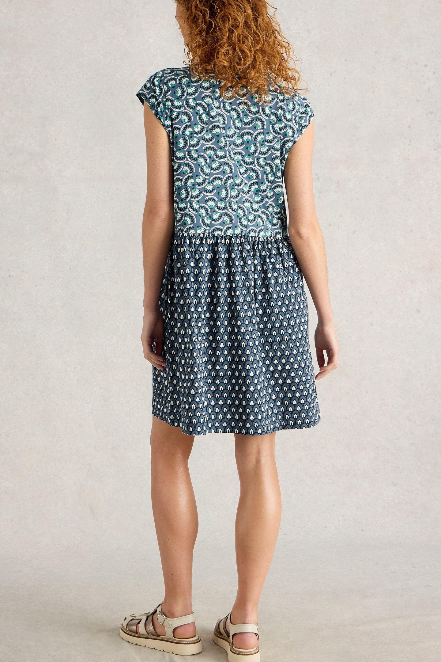 EVERLY JERSEY SHIRT DRESS NAVY MULTI 4