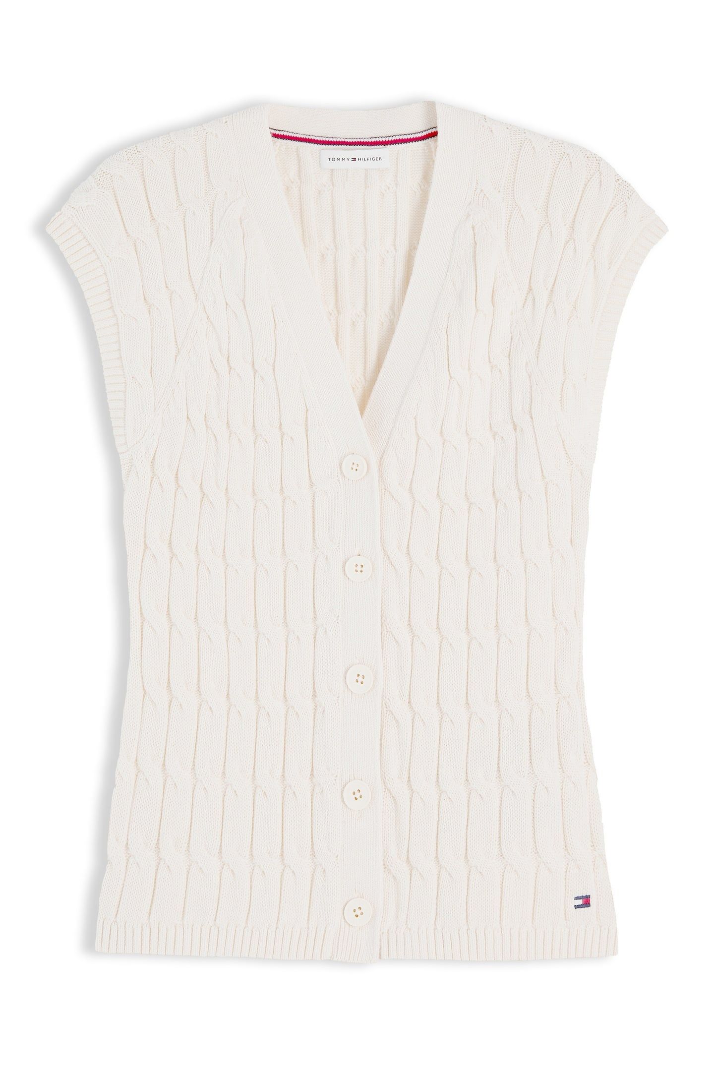 MID CABLE VEST CARDIGAN IVORY PETAL 4