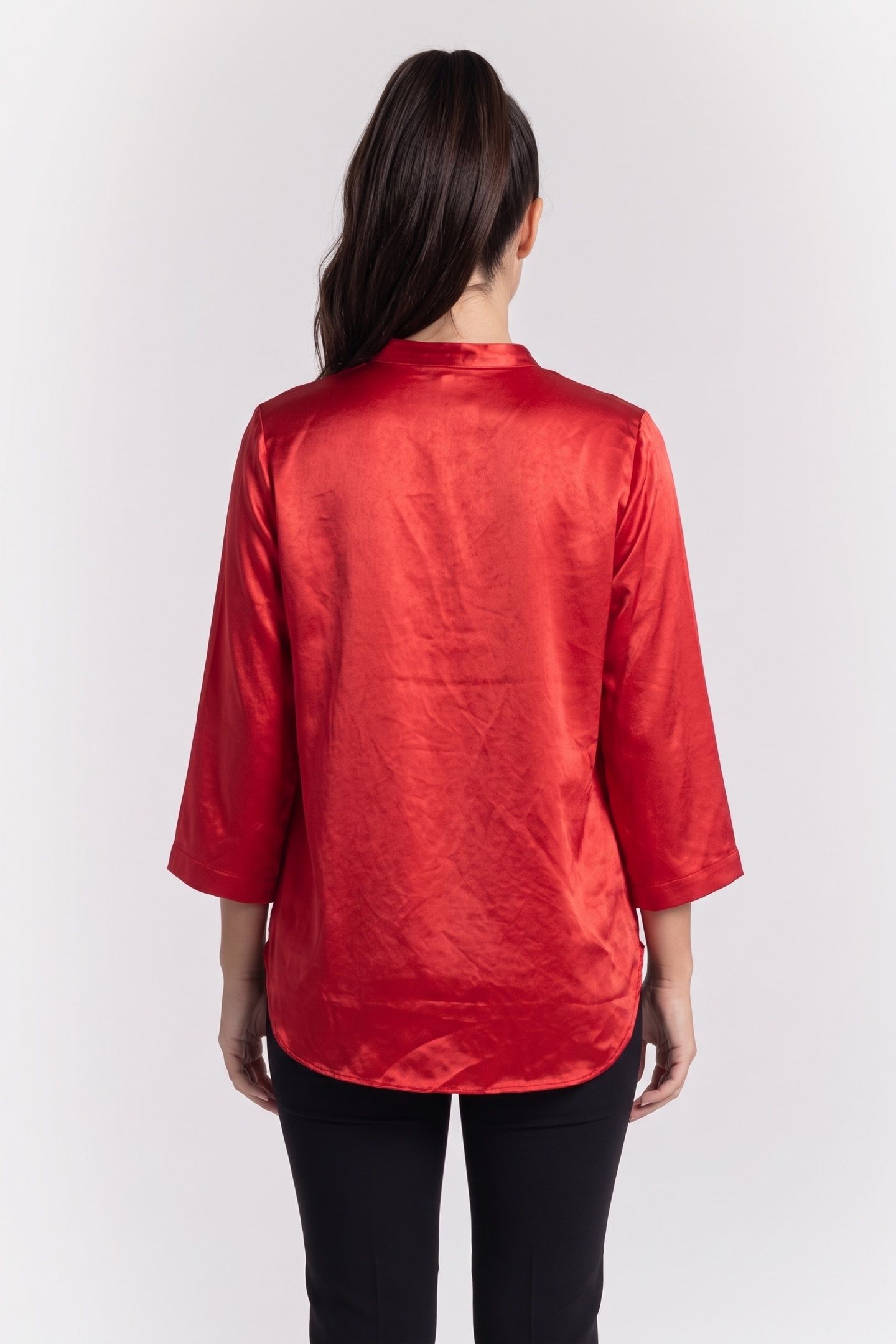 HOLK SATIN SILK TOP RED 2