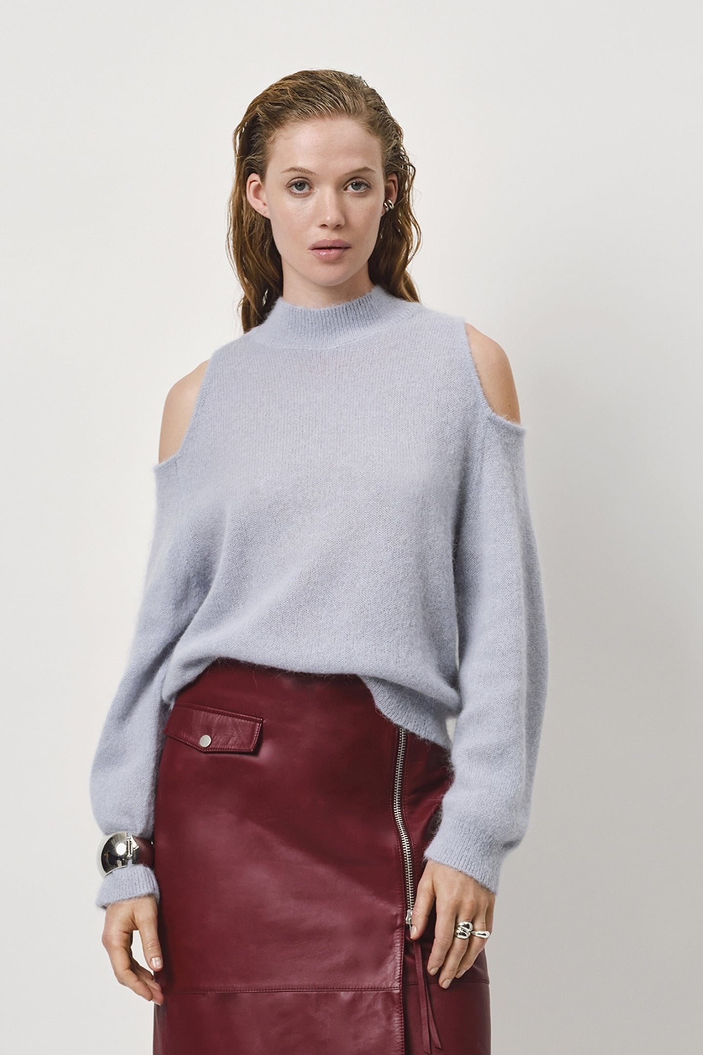AVIEL OPEN SHOULDER SWEATER ICED BLUE 1