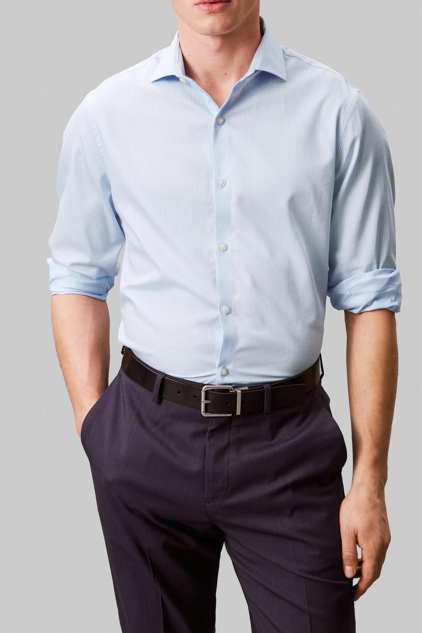 SLIM STRIPED STRAIGHT SHIRT LIGHT BLUE 1