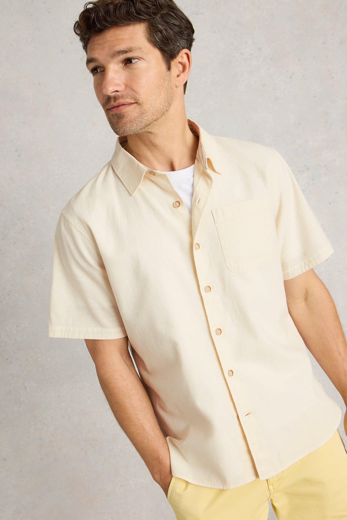 ELY LINEN COTTON SS SHIRT NATURAL WHITE 7