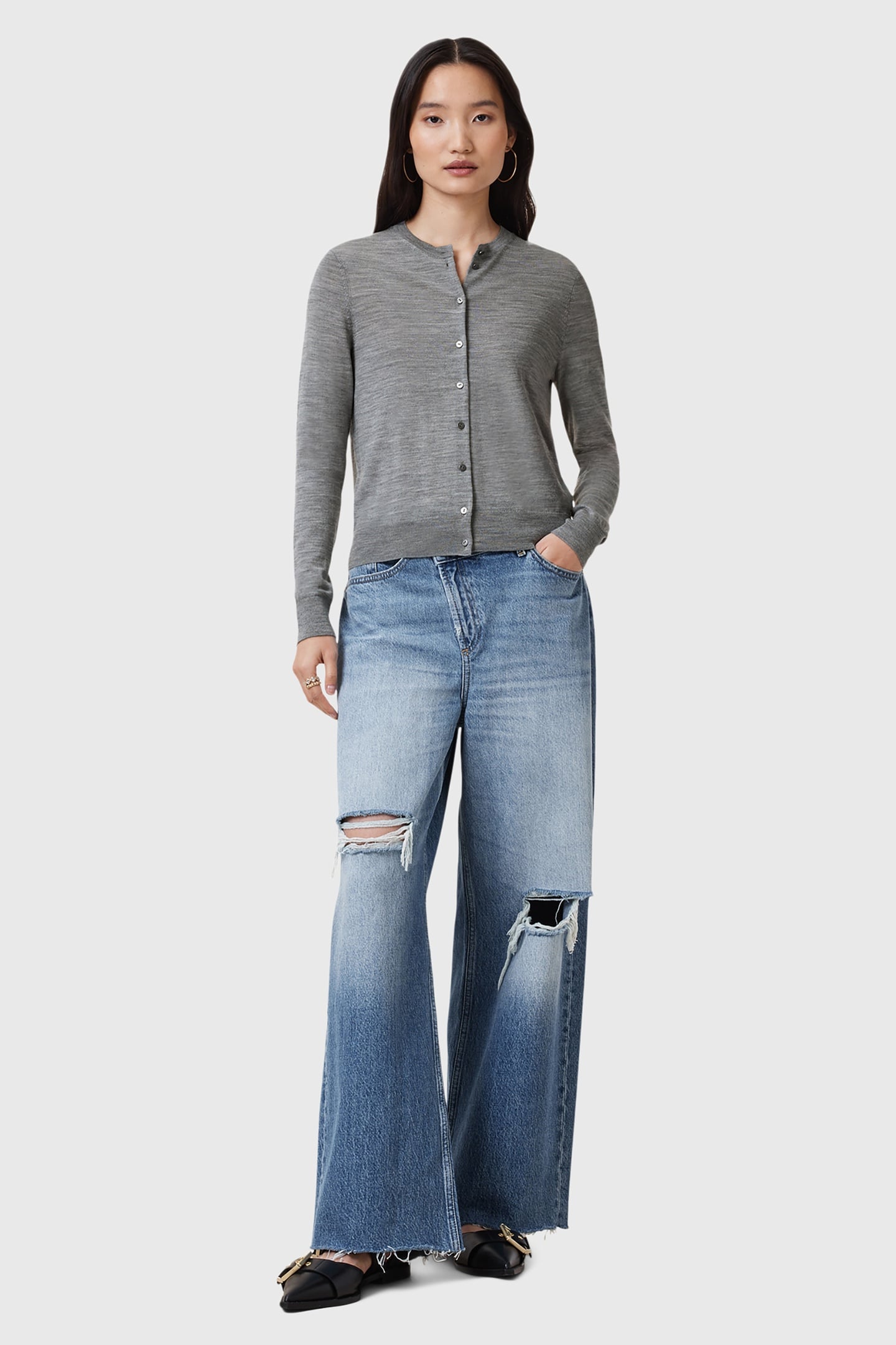 ANOUK CARDIGAN PALE GREY MARL 1