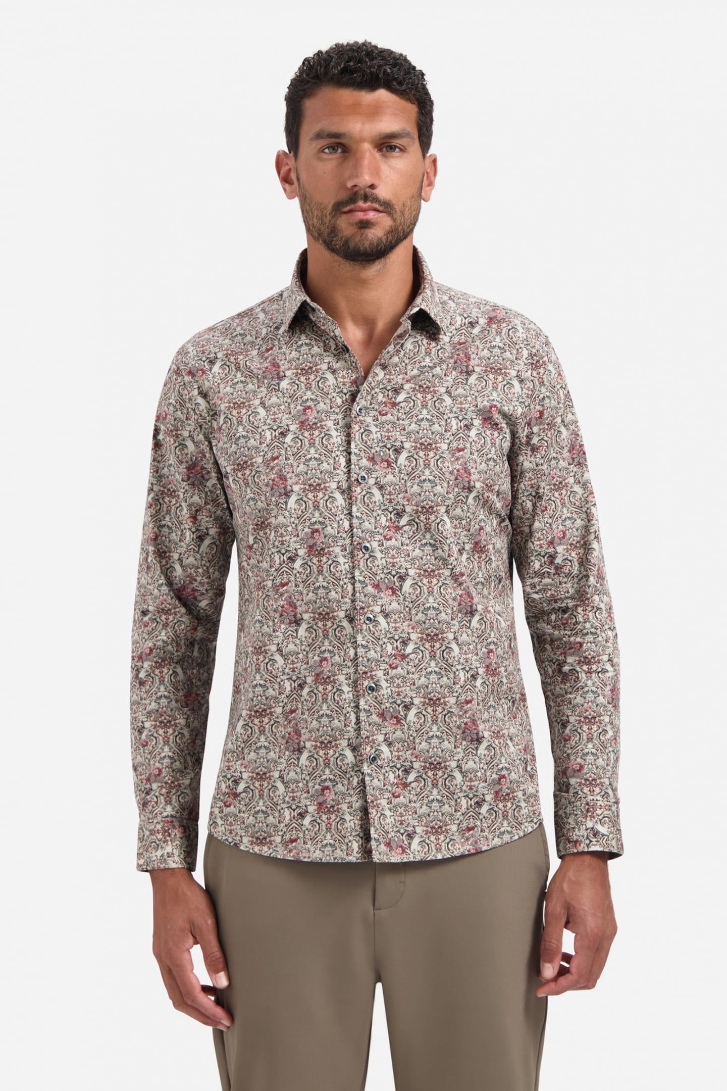 SHIRT STRETCH ALLOVER PRINTED DARK GREY 1