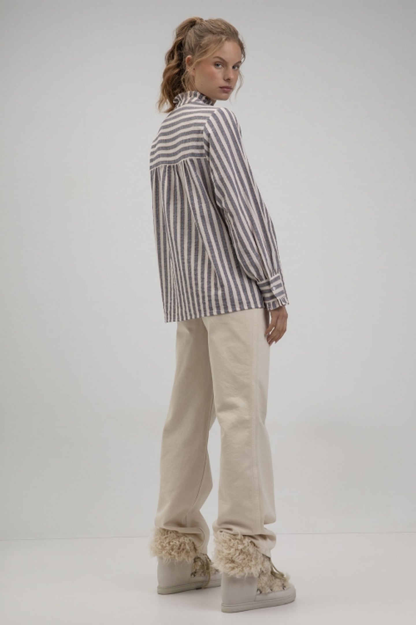 SHARONA BLOUSE NAVY CHECK 3
