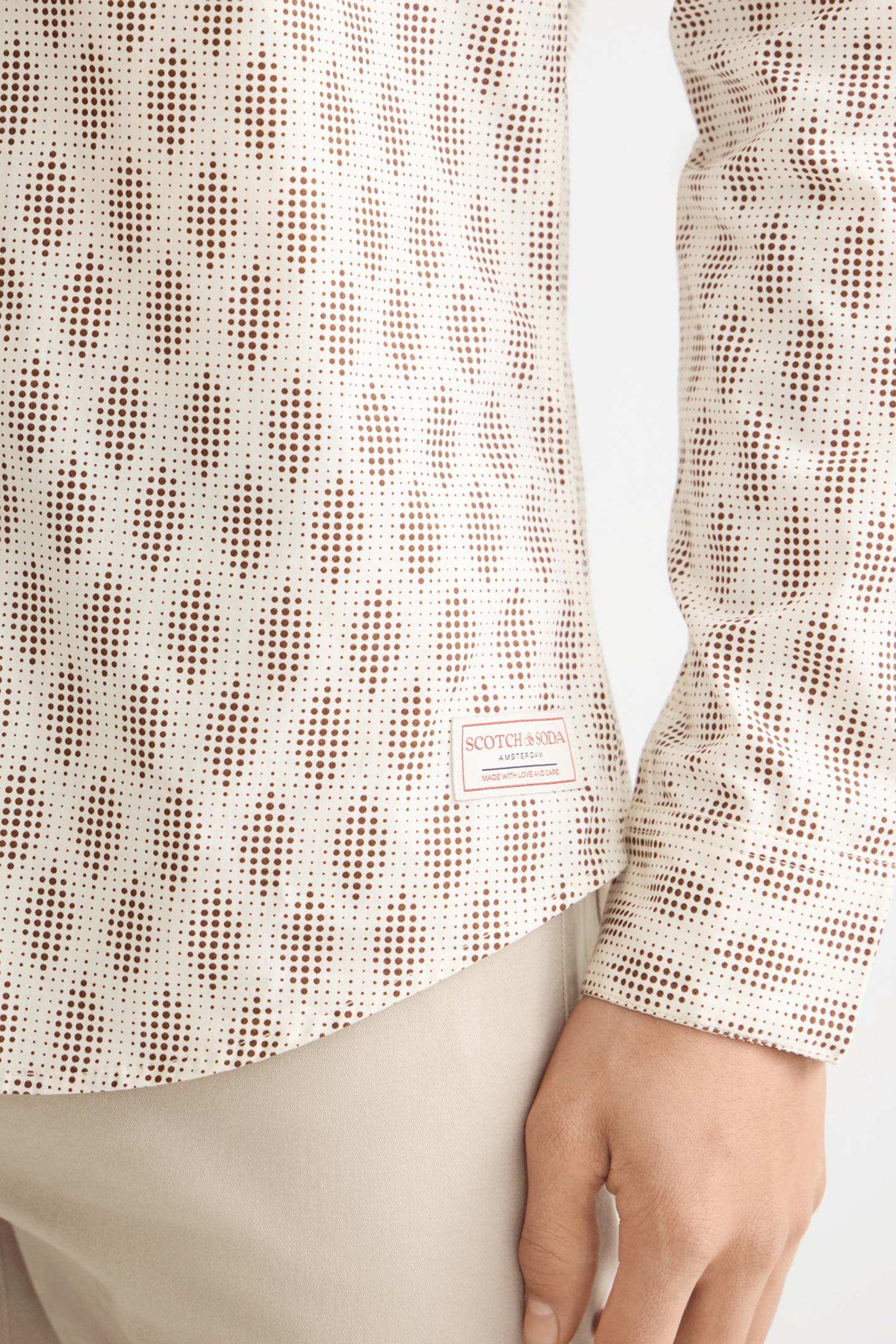 MICRO AOP SLIM-FIT SHIRT PIXEL DIAMOND EGGNOG AOP 5