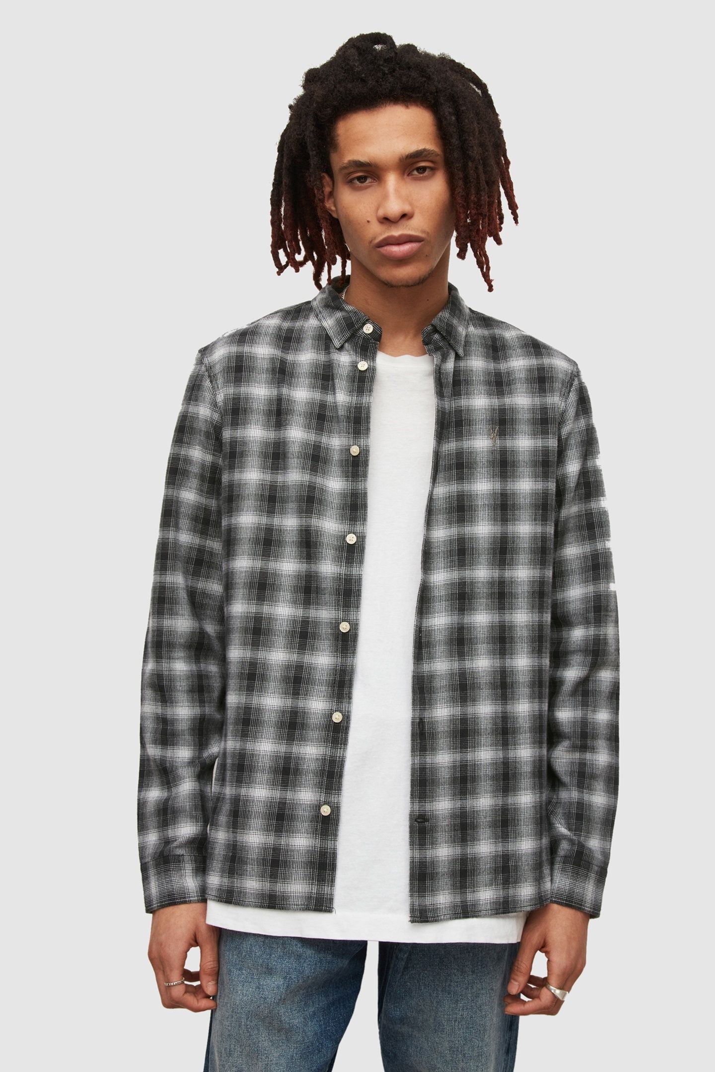 AINO LS SHIRT JET BLK/OFF WHITE 2
